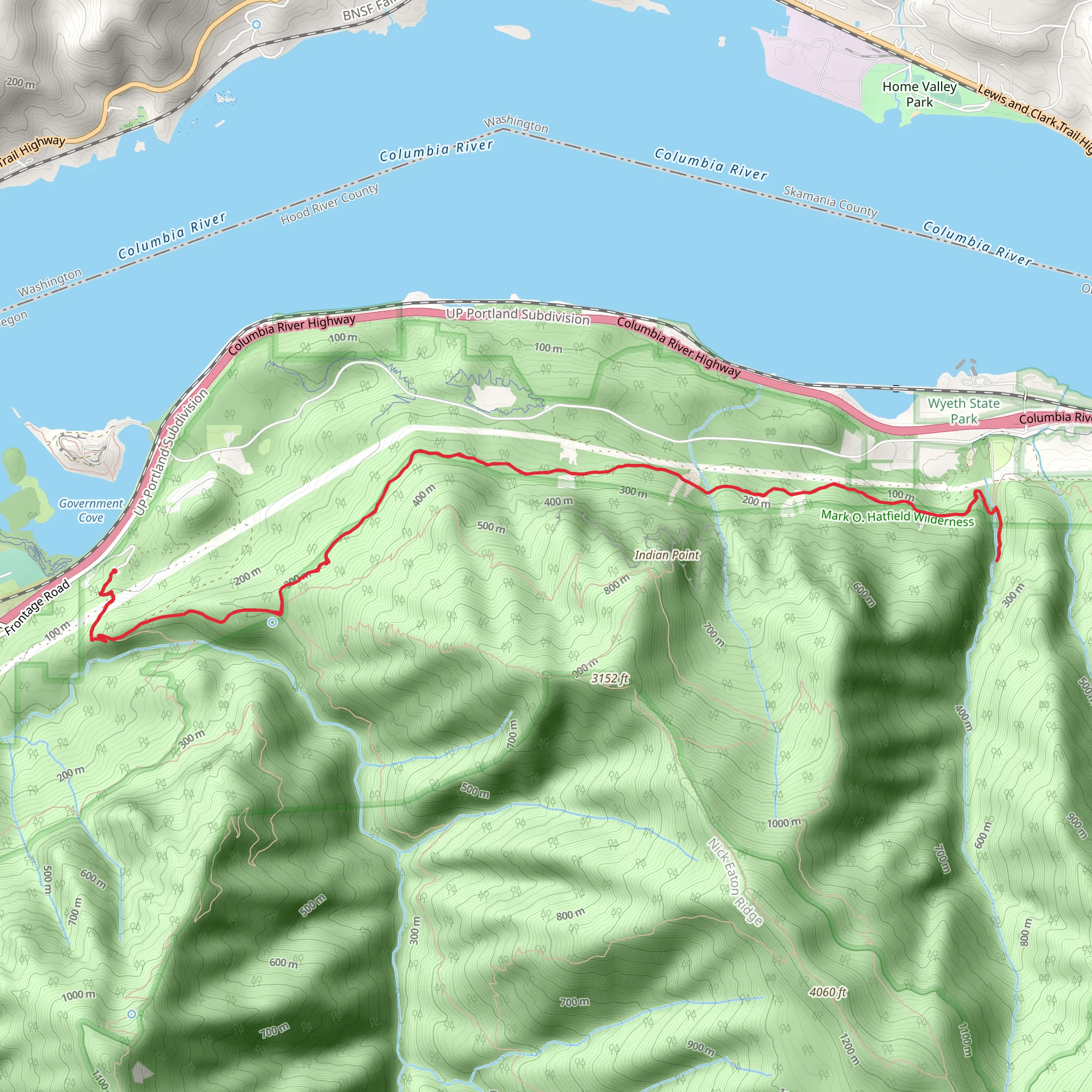 Gorge Trail via Herman Creek Trail mobile static map