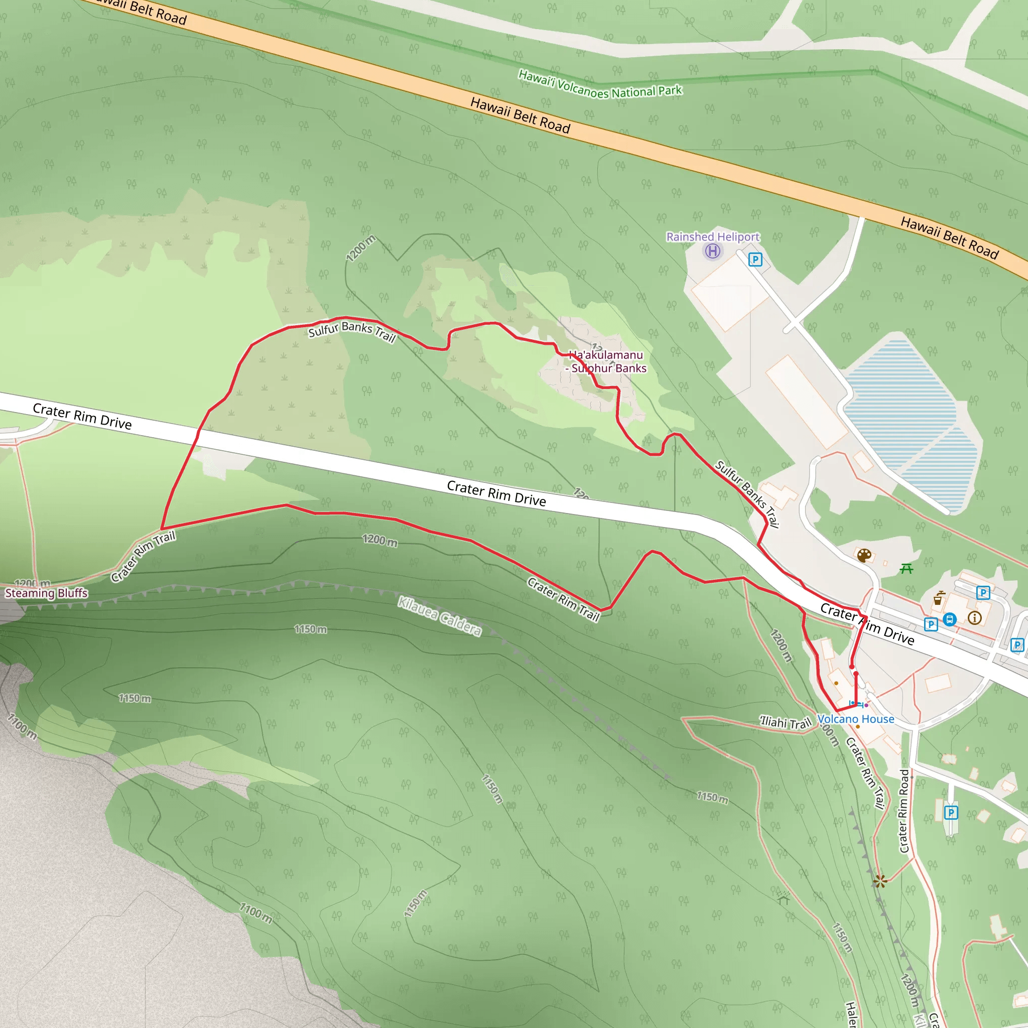 Crater Rim Trail and Sulfur Banks Loop Trail mobile static map