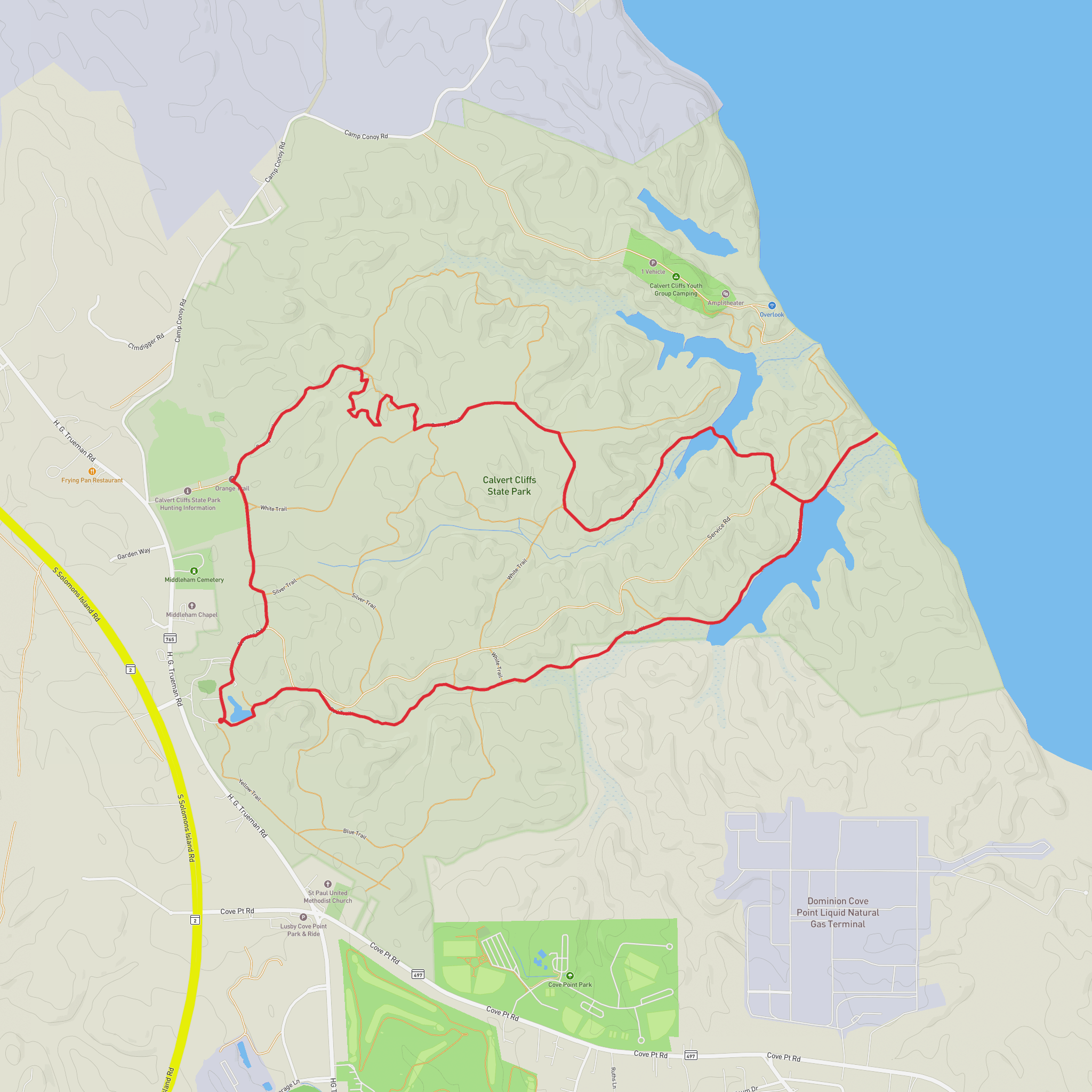 Calvert Cliffs and Beach Loop mobile static map