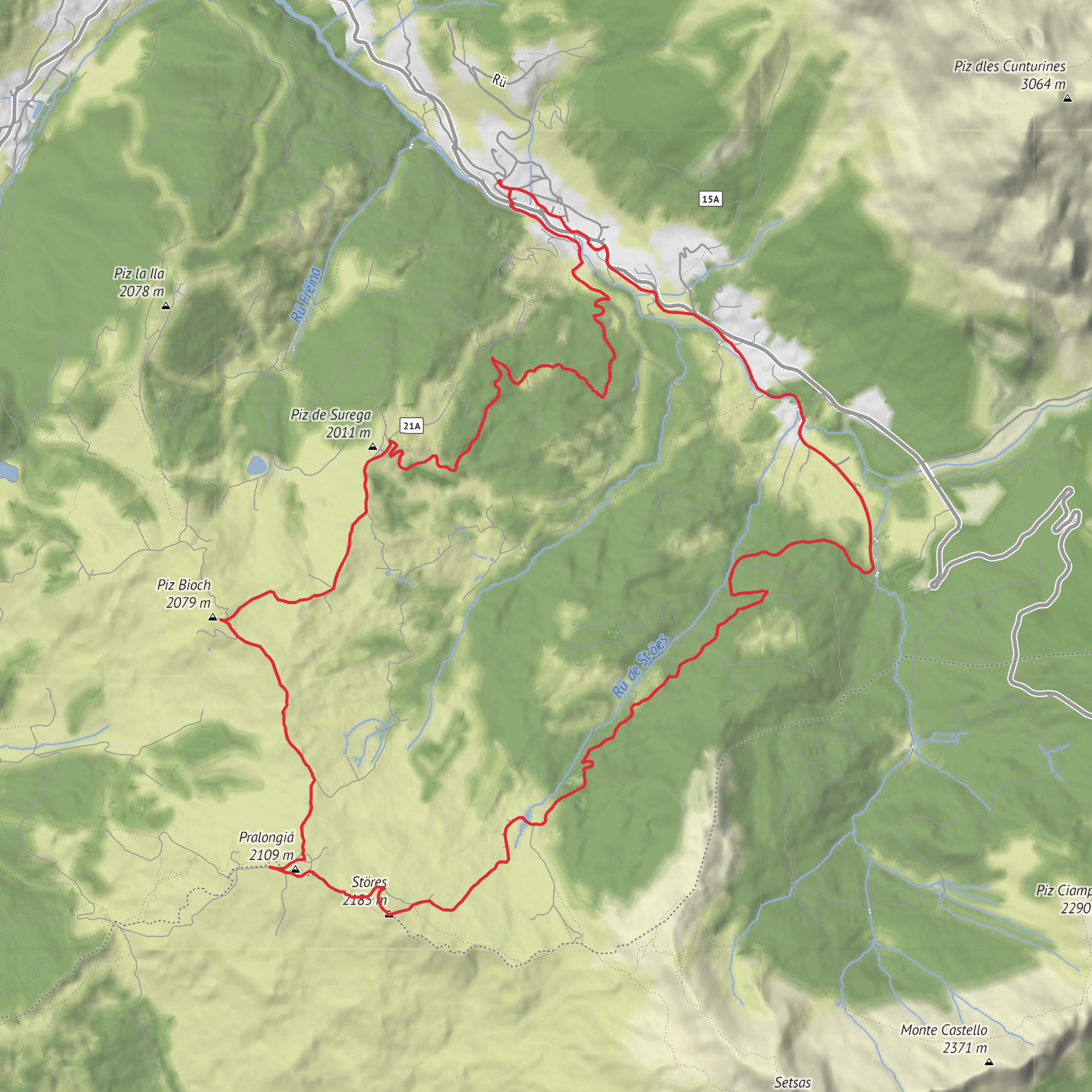 Hike 9 - 09 Armentarola__Parlongia__Piz_Bioch__Piz_de_Surega_via_San_Cassiano mobile static map