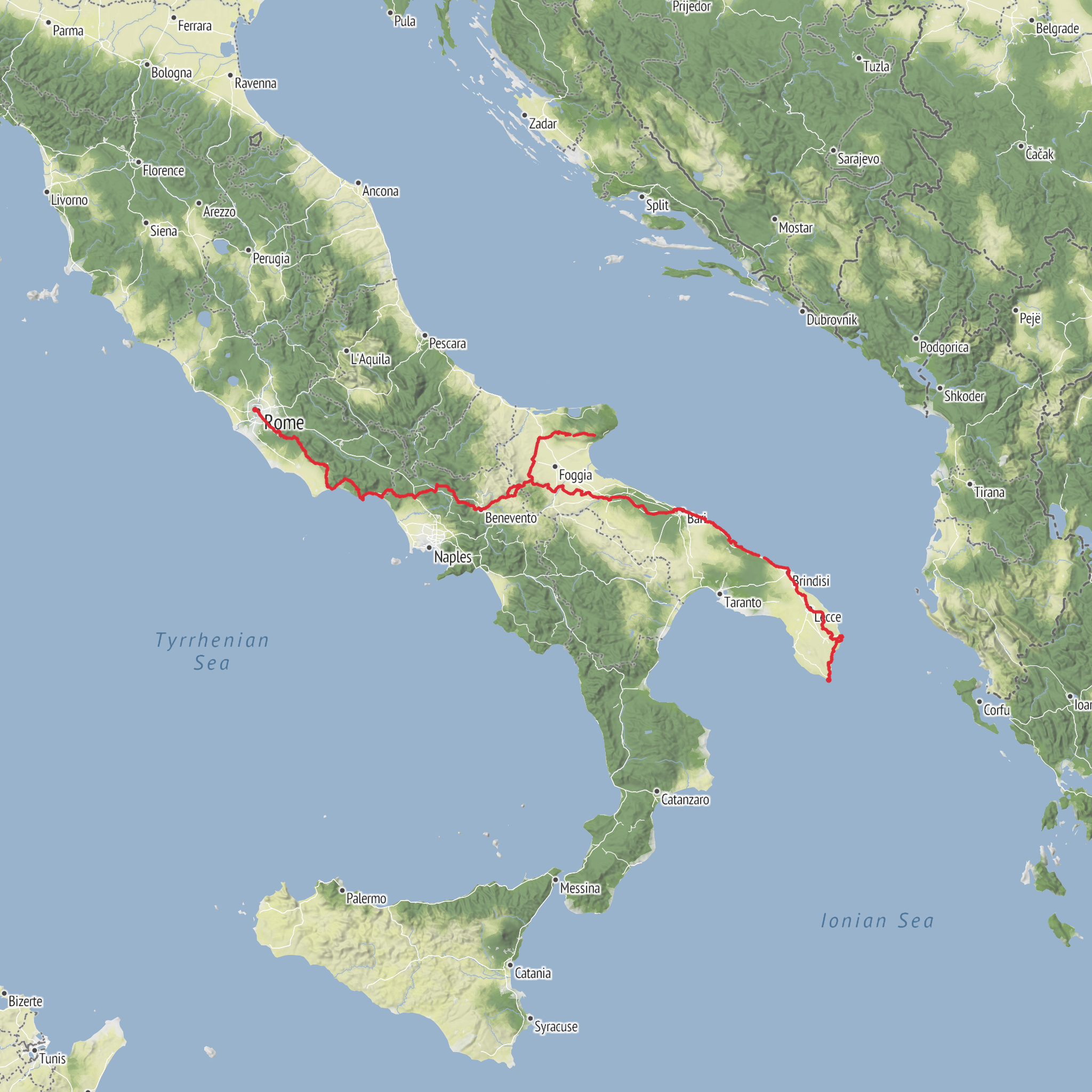 Via Francigena Sud mobile static map