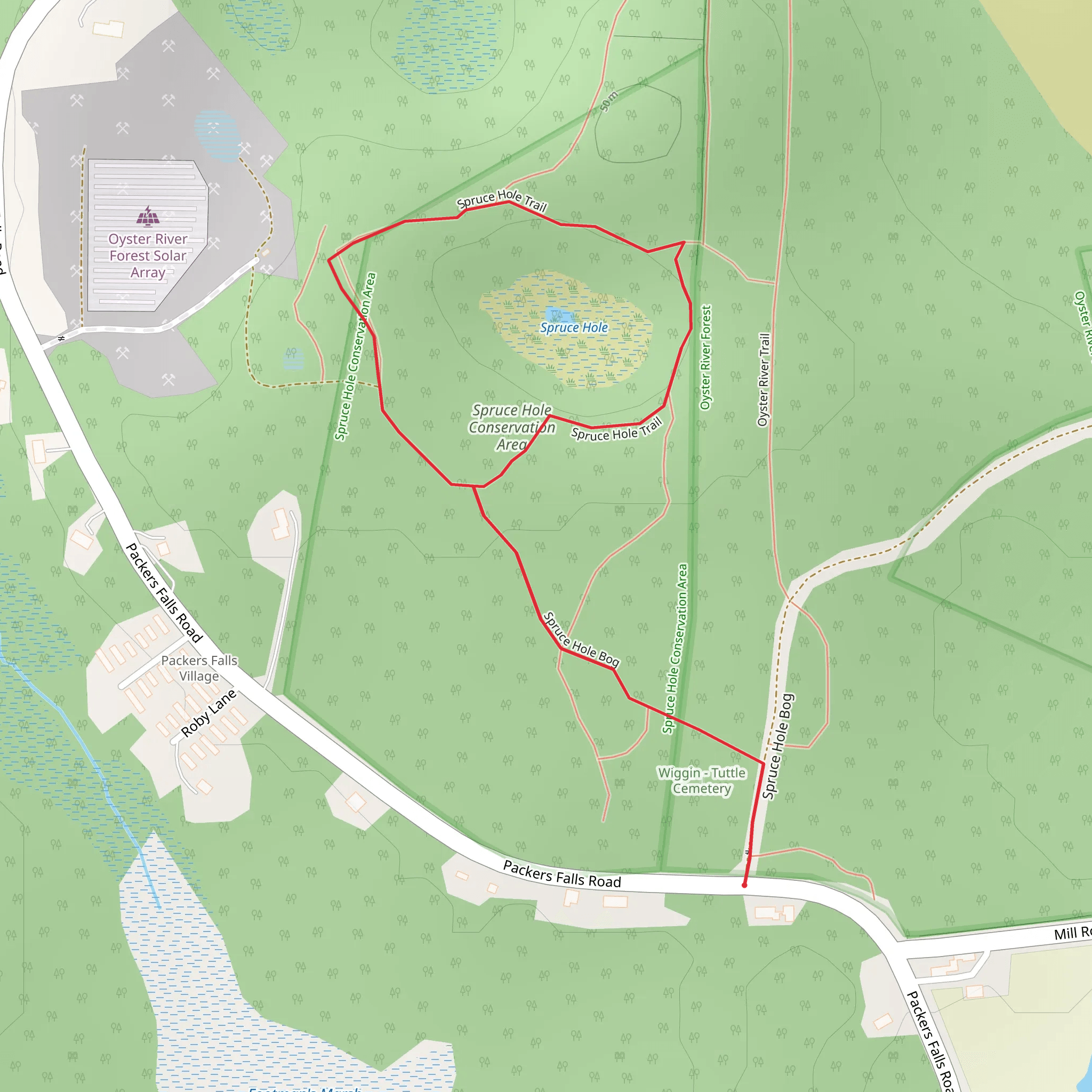 Spruce Hole Trail mobile static map