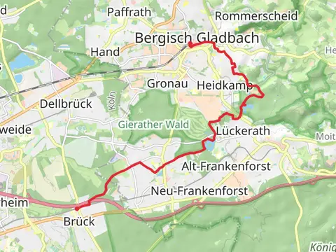 Brück Mauspfad to Bergisch Gladbach via Bensberger See and Koelnpfad