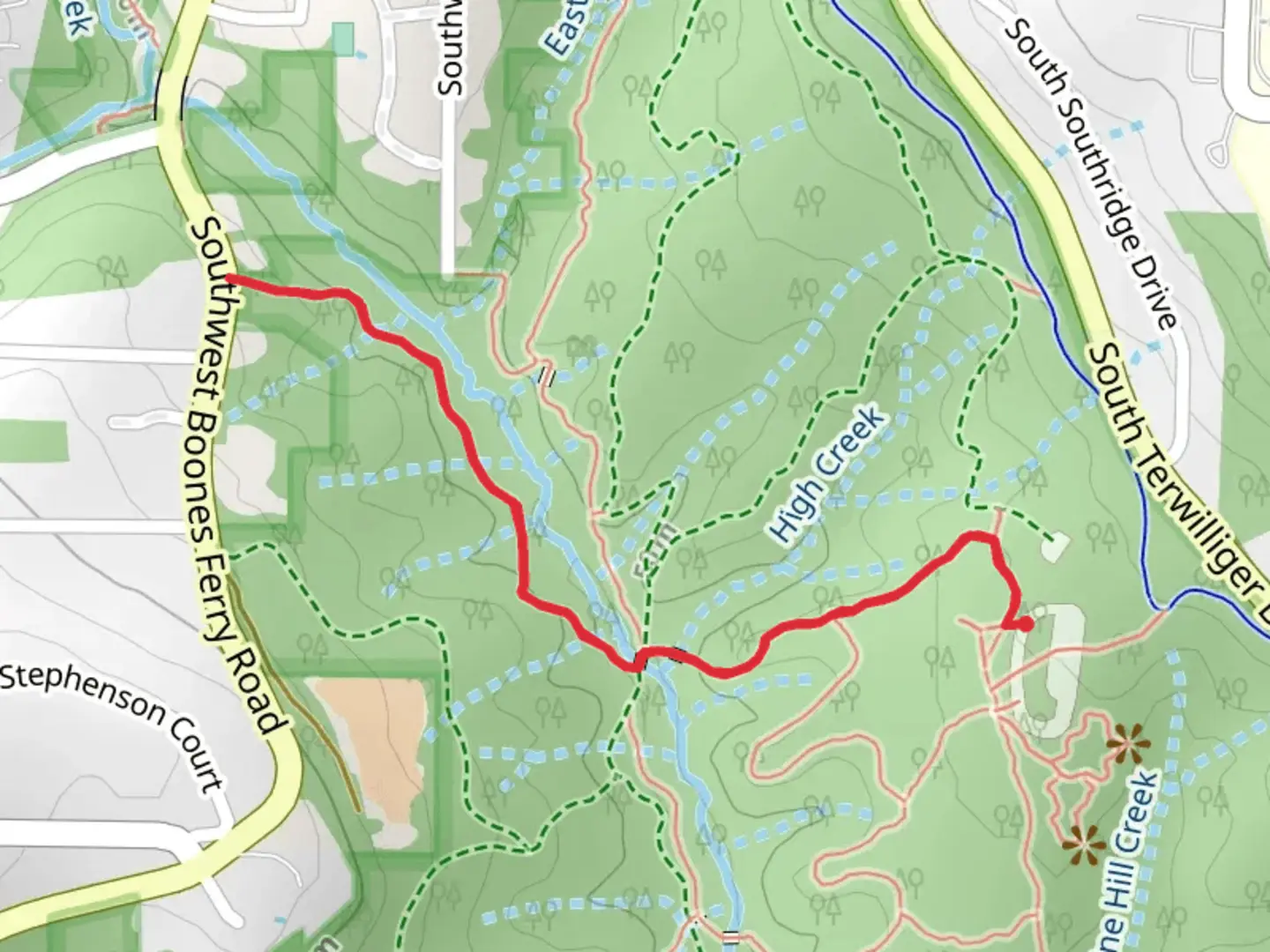 An image depicting the trail Maple Ridge and North Creek Trail and its surrounding area.