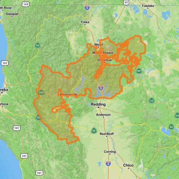 Shasta-Trinity National Forest mobile static map