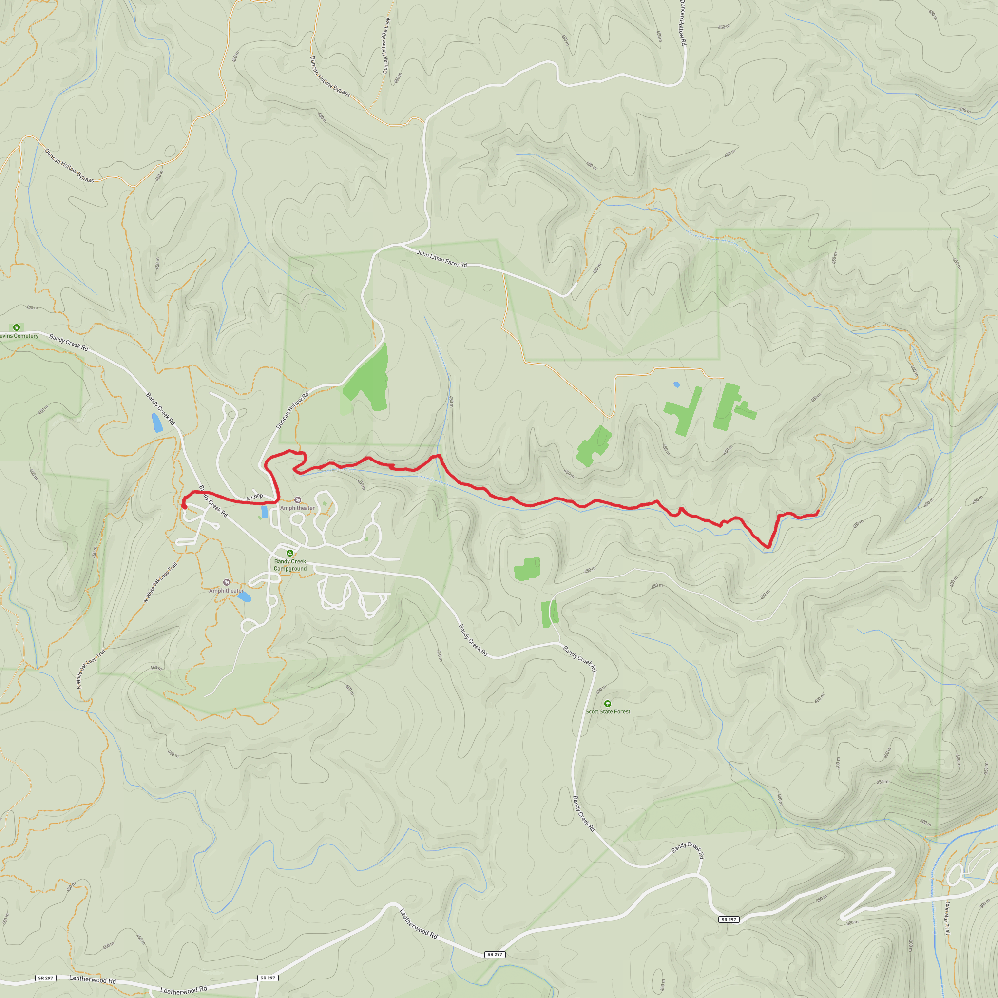 Fall Branch Falls via John Litton Farm Hike mobile static map