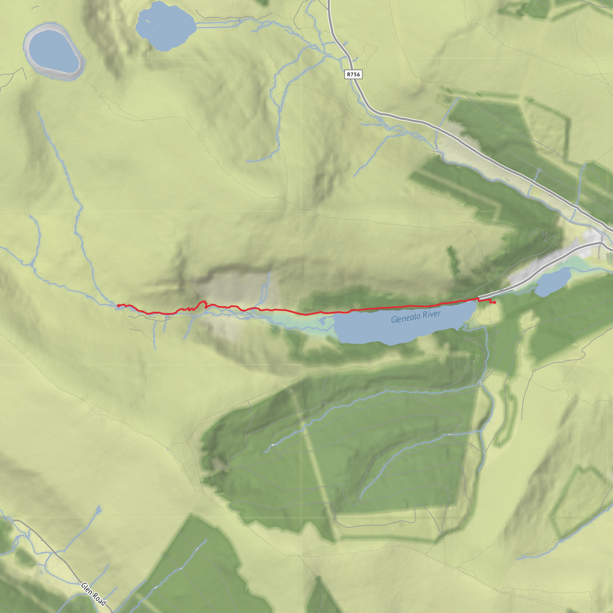 Glenealo Footbridge Out and Back mobile static map