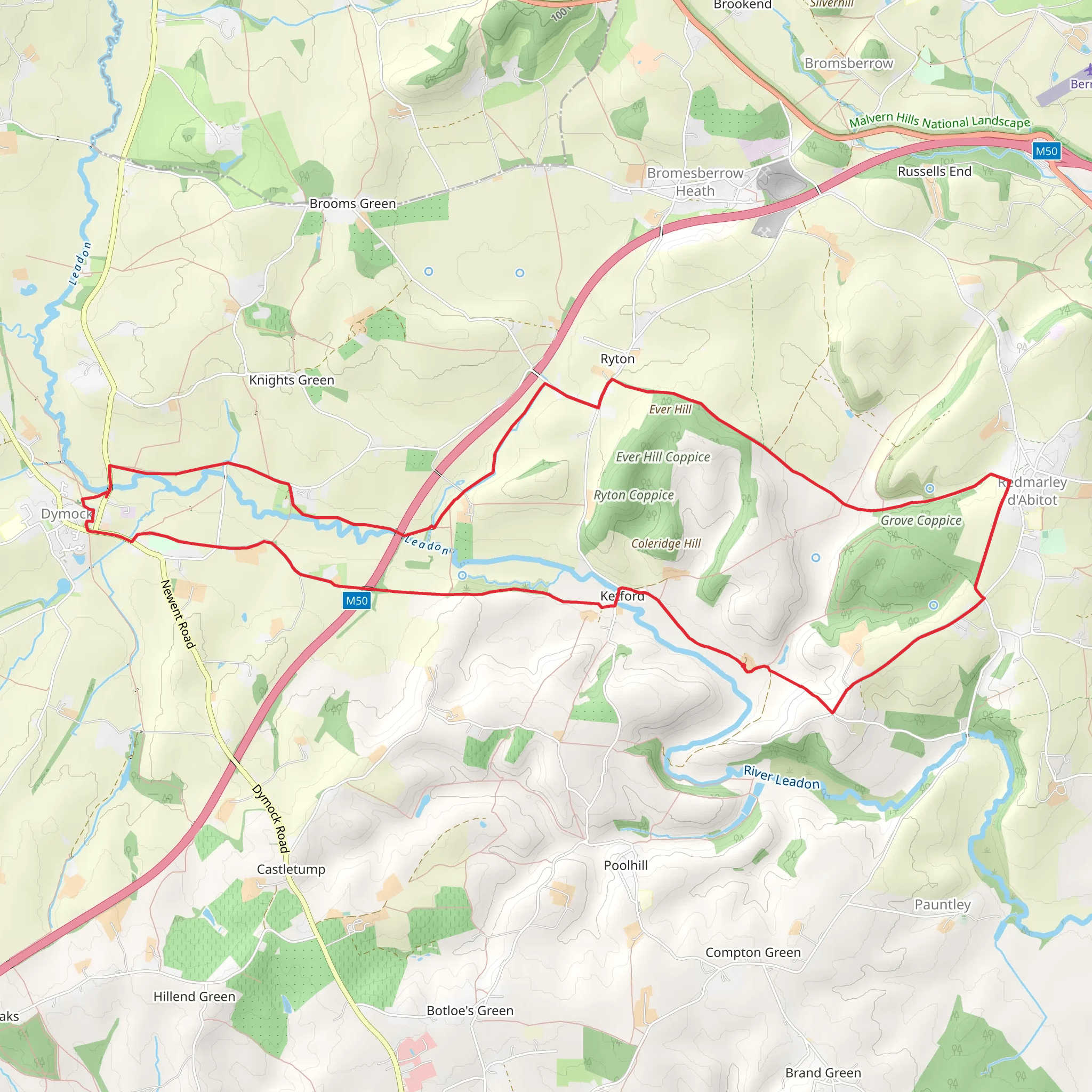 Ketford - Redmarley d' Abitot and Dymock Loop Walk mobile static map