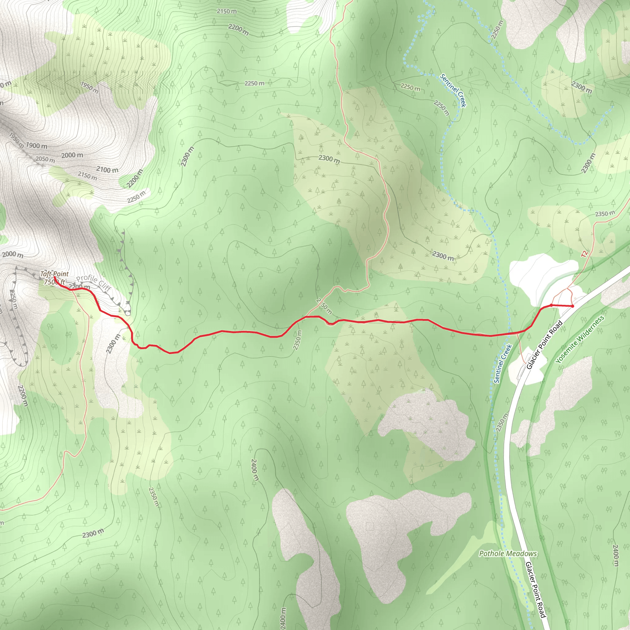 Taft Point Trail mobile static map