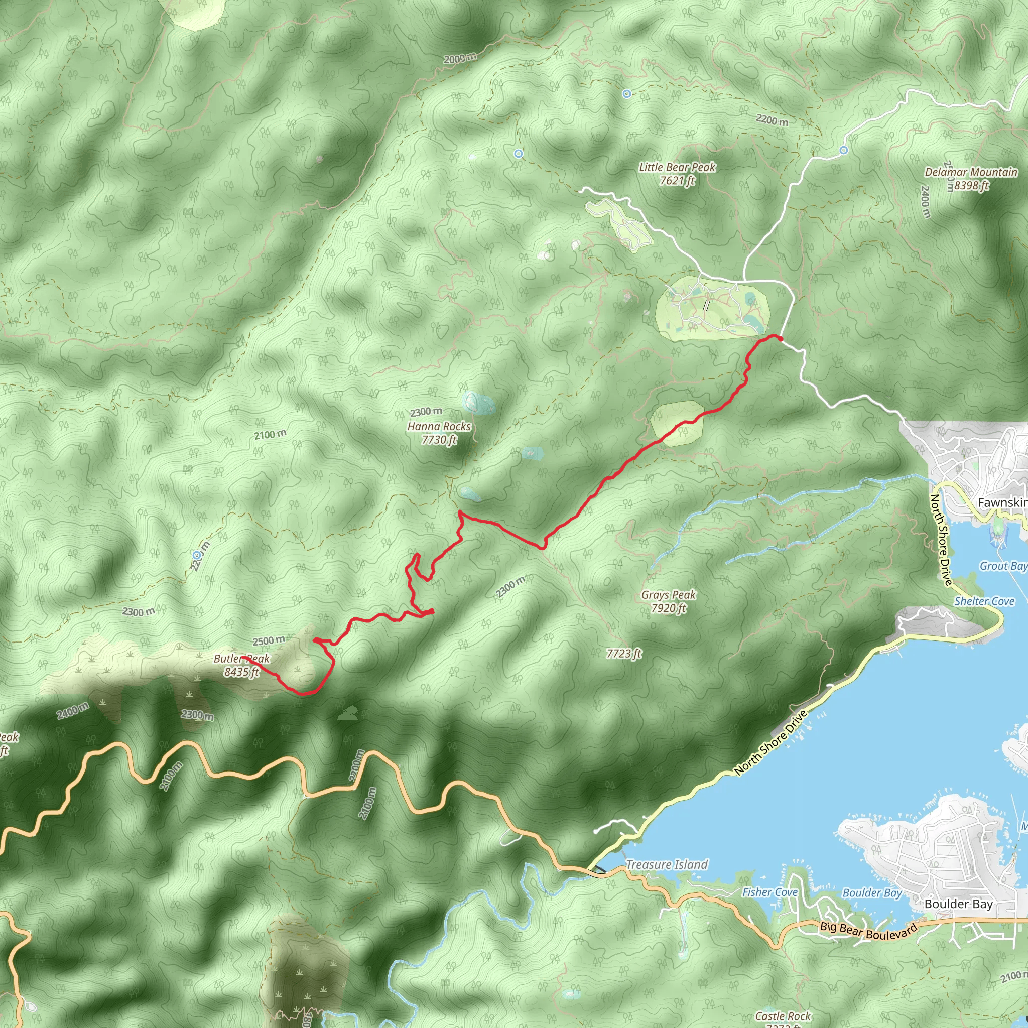 Butler Peak from Rim Of The World Drive mobile static map