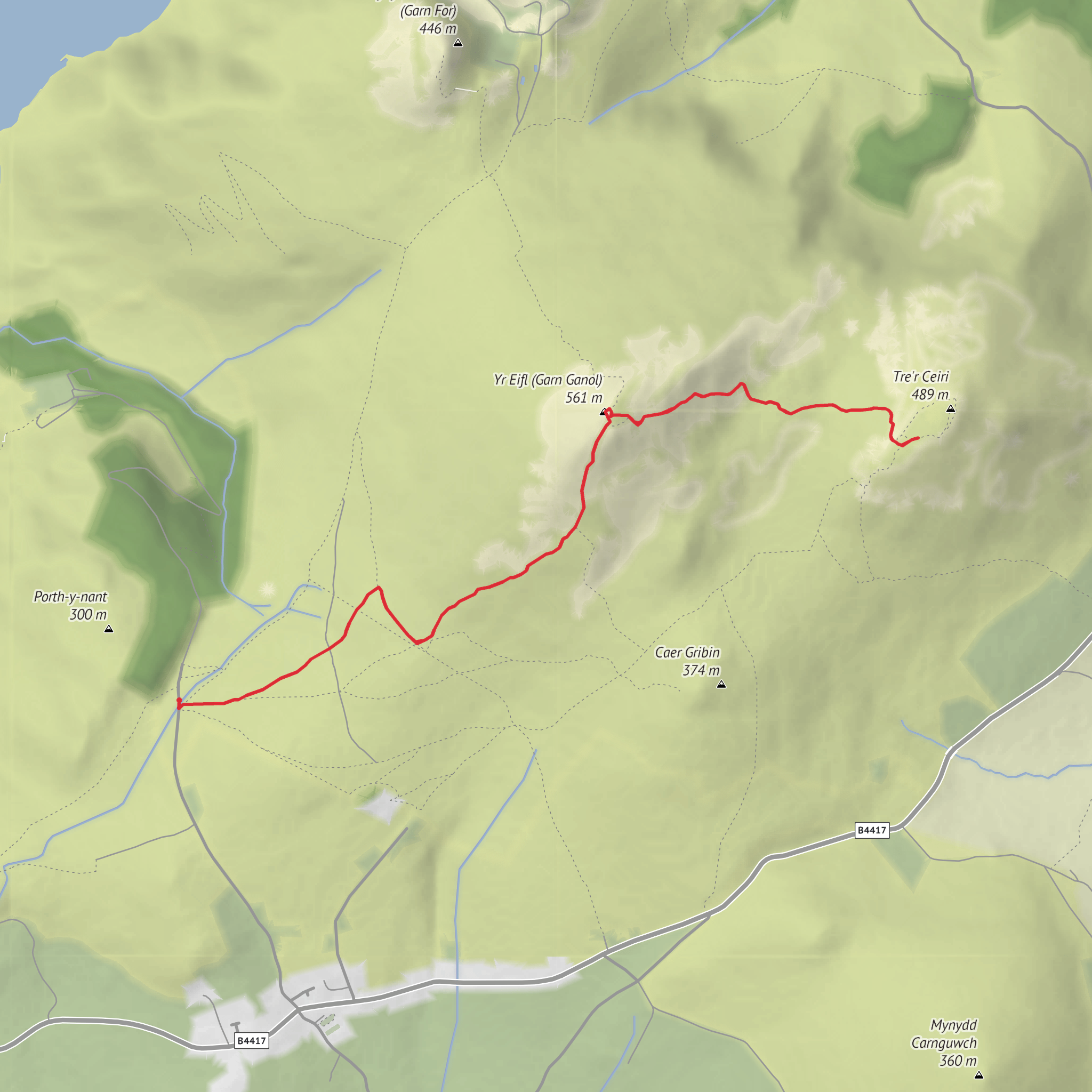 Yr Eifl to Tre'r Ceiri Hill Fort mobile static map