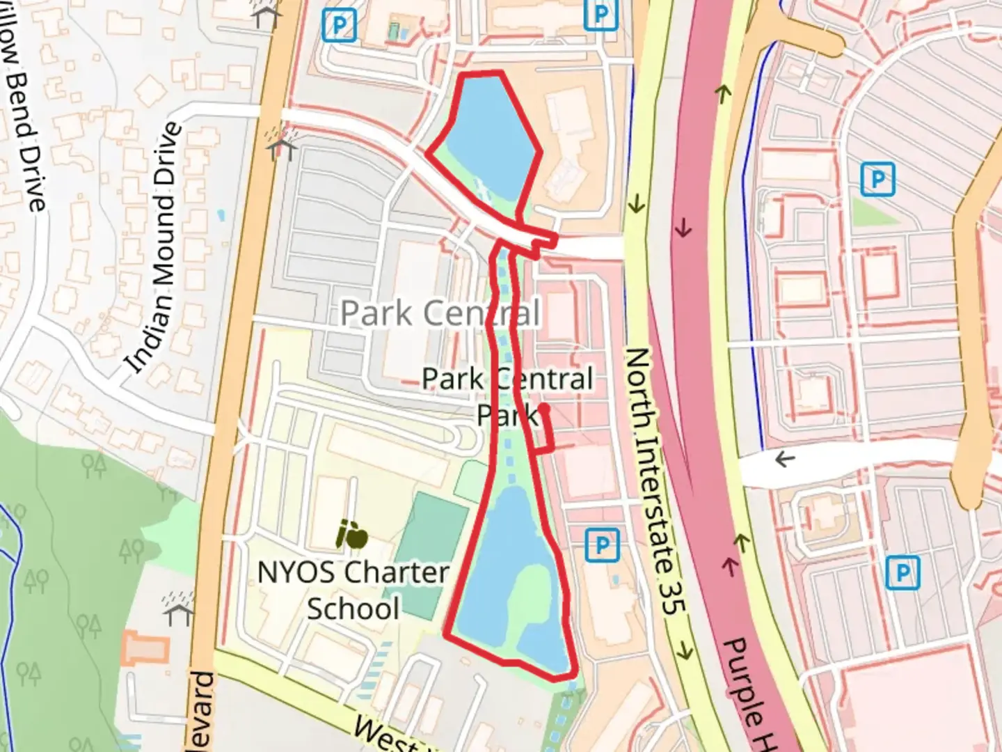 An image depicting the trail Park Central Park Loop and its surrounding area.