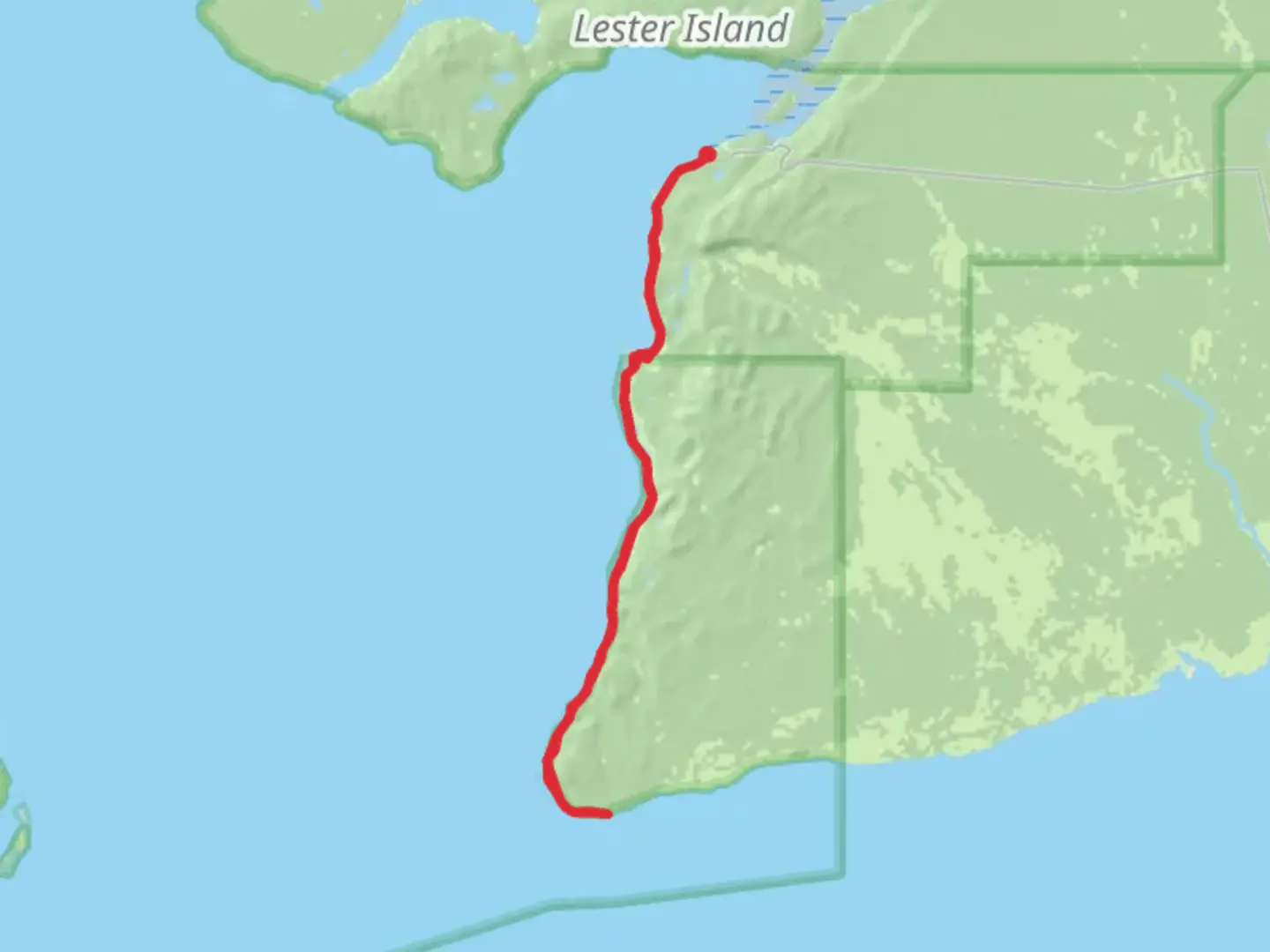 An image depicting the trail Point Gustavus and its surrounding area.