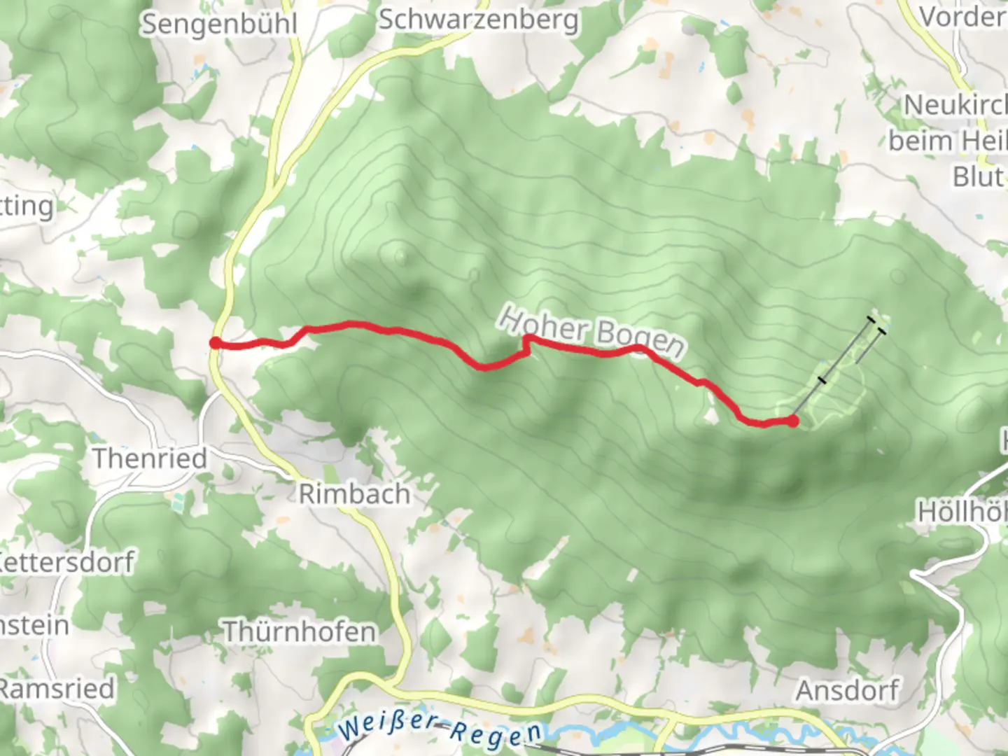 An image depicting the trail Ahornriegel to Madersdorf Walk via Eckstein and its surrounding area.