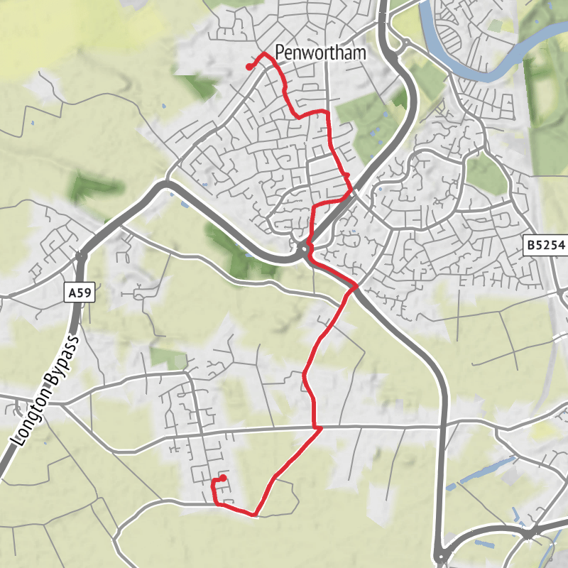 A map preview of the recording South Ribble Bike.