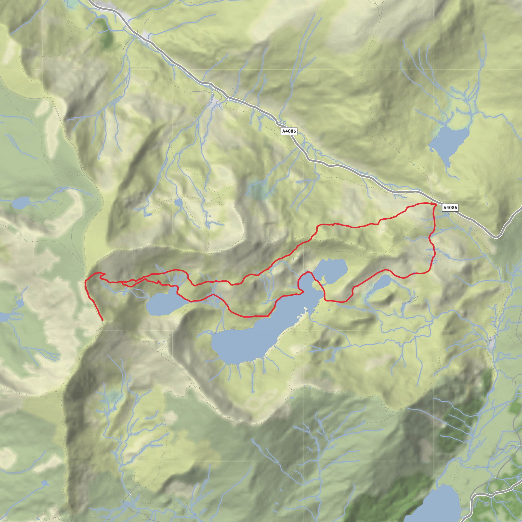 Snowdon by the Pyg and Miner's Tracks from Pen-y-pass mobile static map