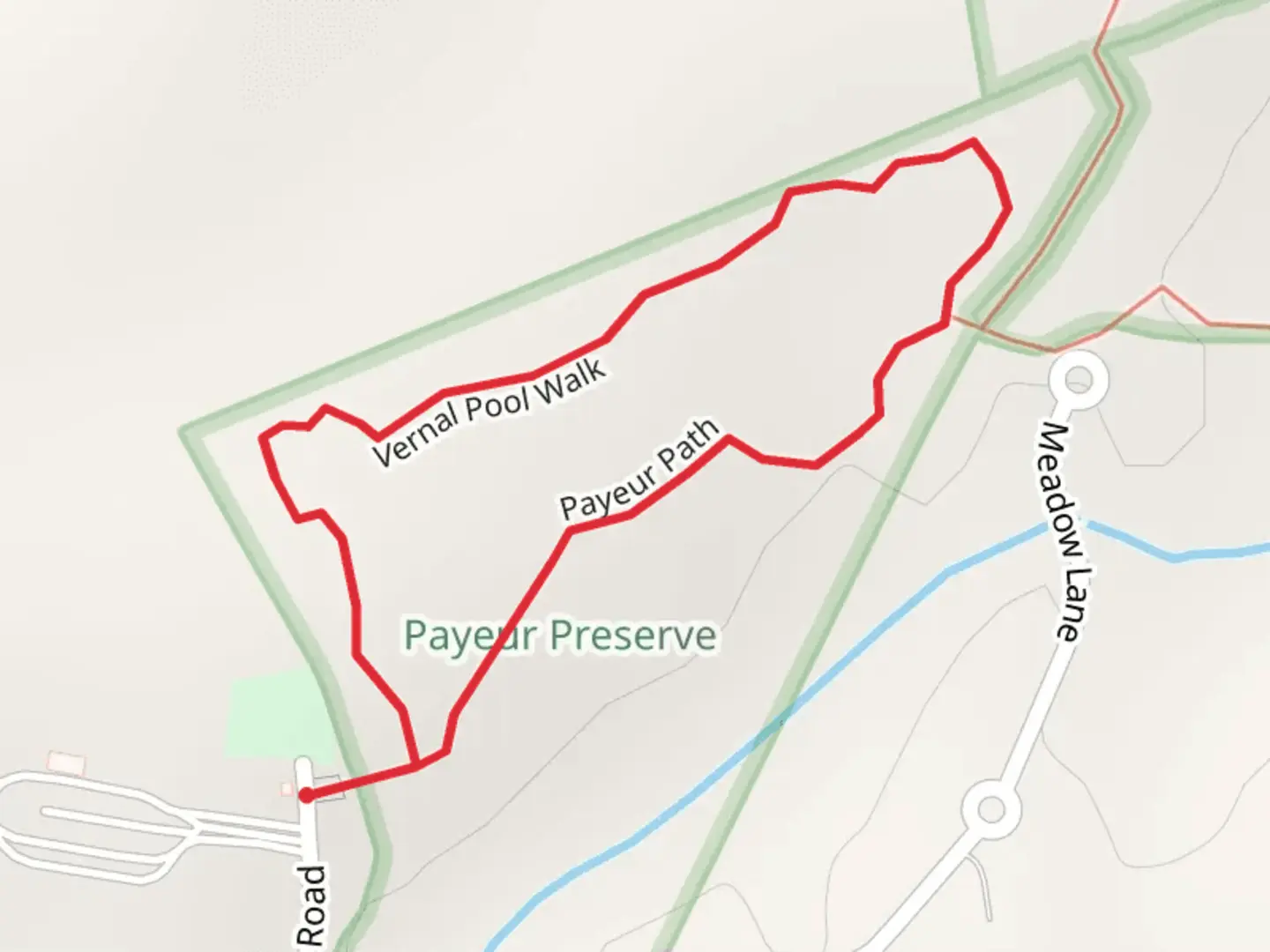 An image depicting the trail Payeur Preserve Loop and its surrounding area.