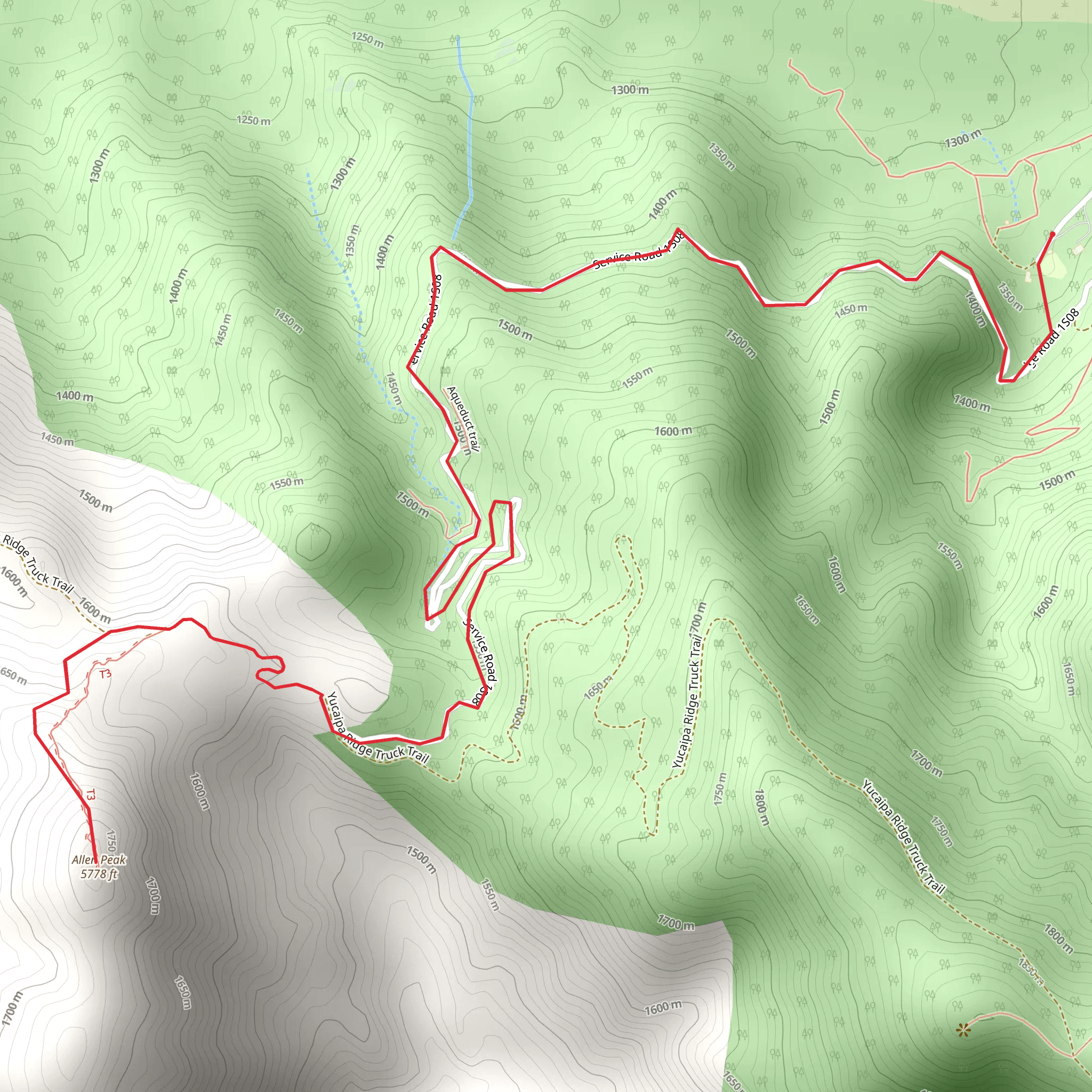 Allen Peak Out and Back mobile static map