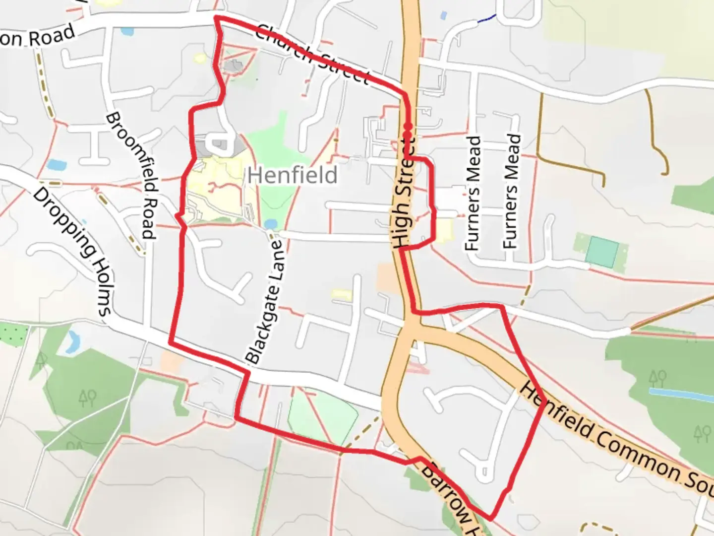 An image depicting the trail Henfield Circular Path and its surrounding area.