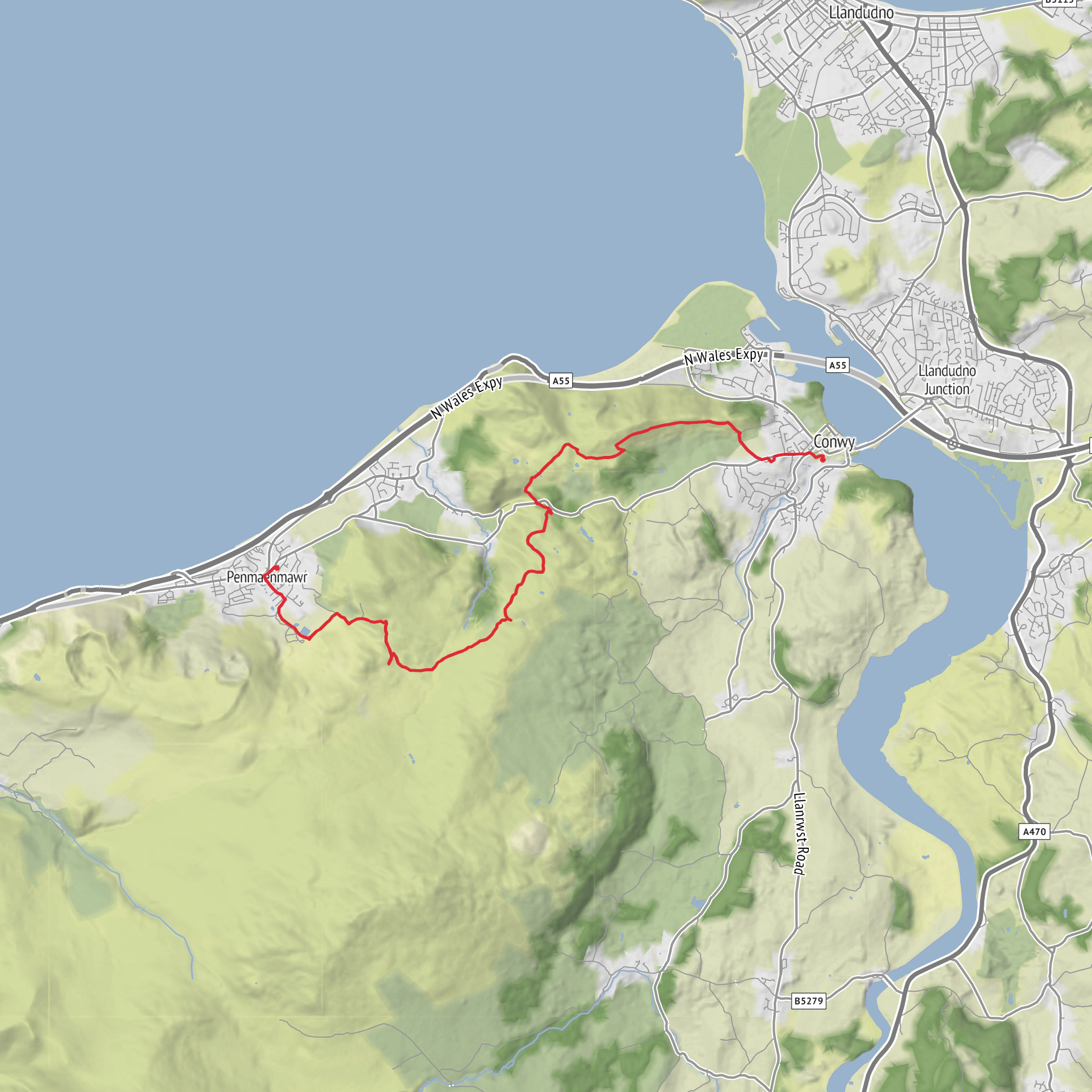 Penmaenmawr to Conwy castle mobile static map