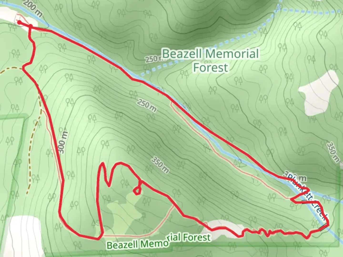 An image depicting the trail Plunkett Creek - South Ridge Loop Trail and its surrounding area.