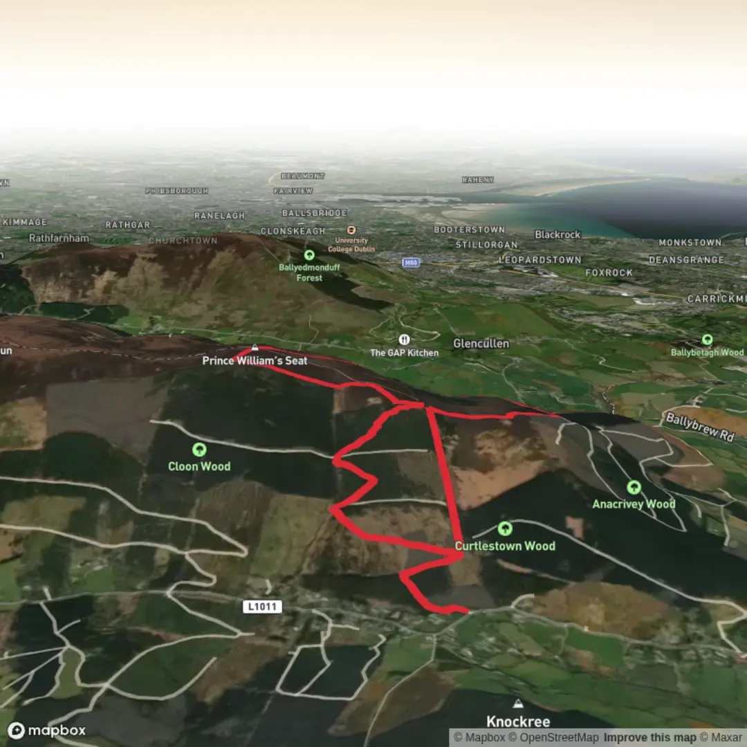 An image depicting the trail Prince William and Ravens Rock from Curtlestown and its surrounding area.