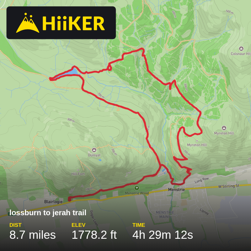 A map preview of the recording lossburn to jerah trail.