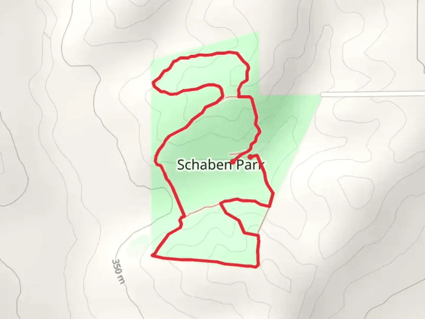 An image depicting the trail Schaben Park Loop and its surrounding area.