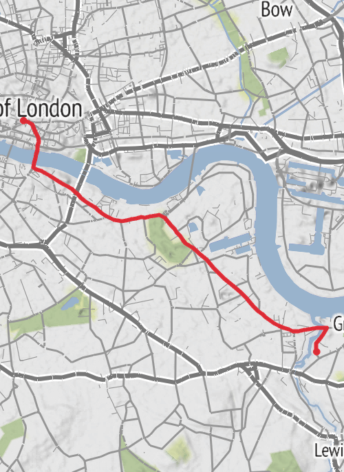 Hike from City of London mobile static map