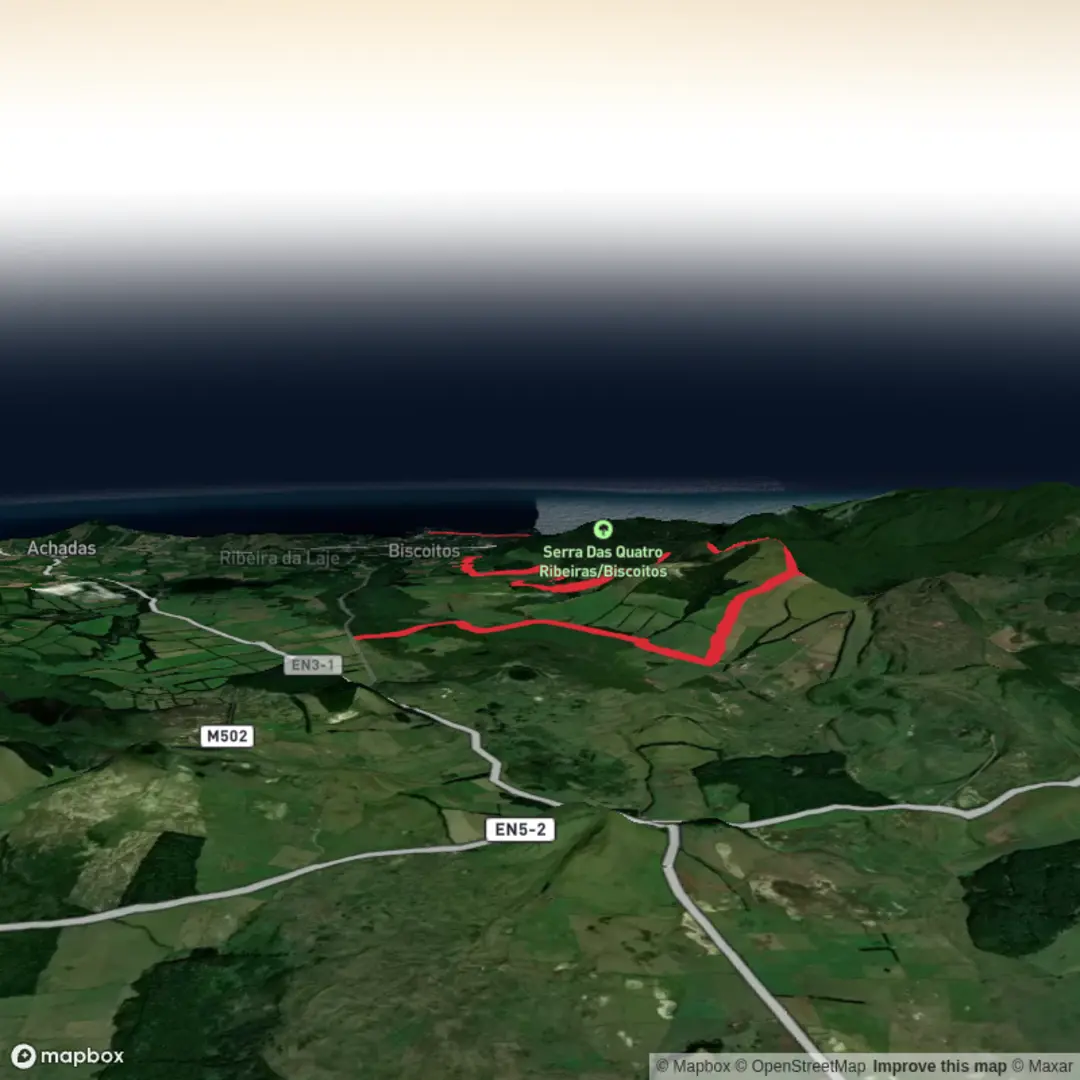 An image depicting the trail Malha Grande and Trincheriras Militares and its surrounding area.