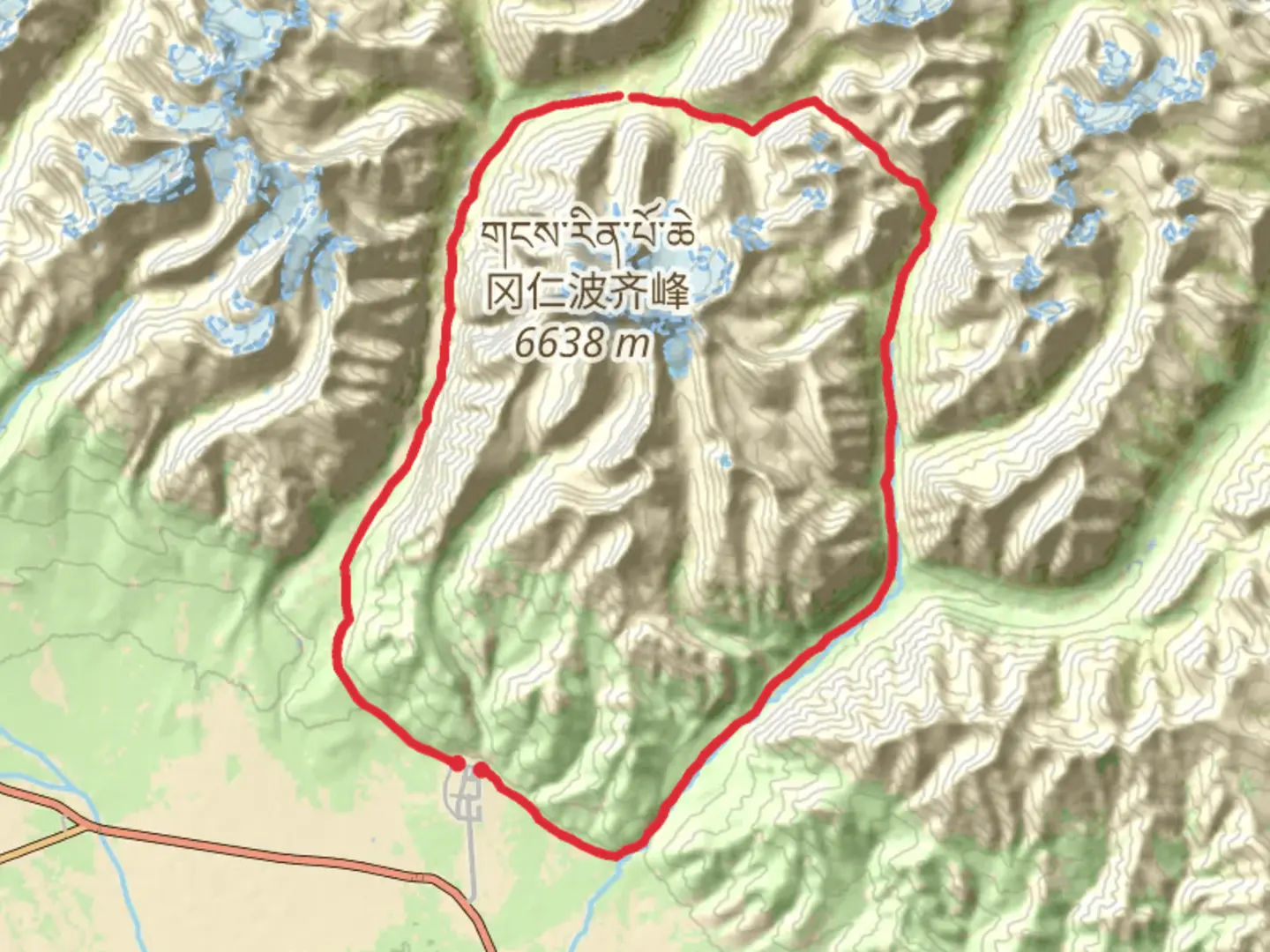 An image depicting the trail Mt Kailash Trek and its surrounding area.