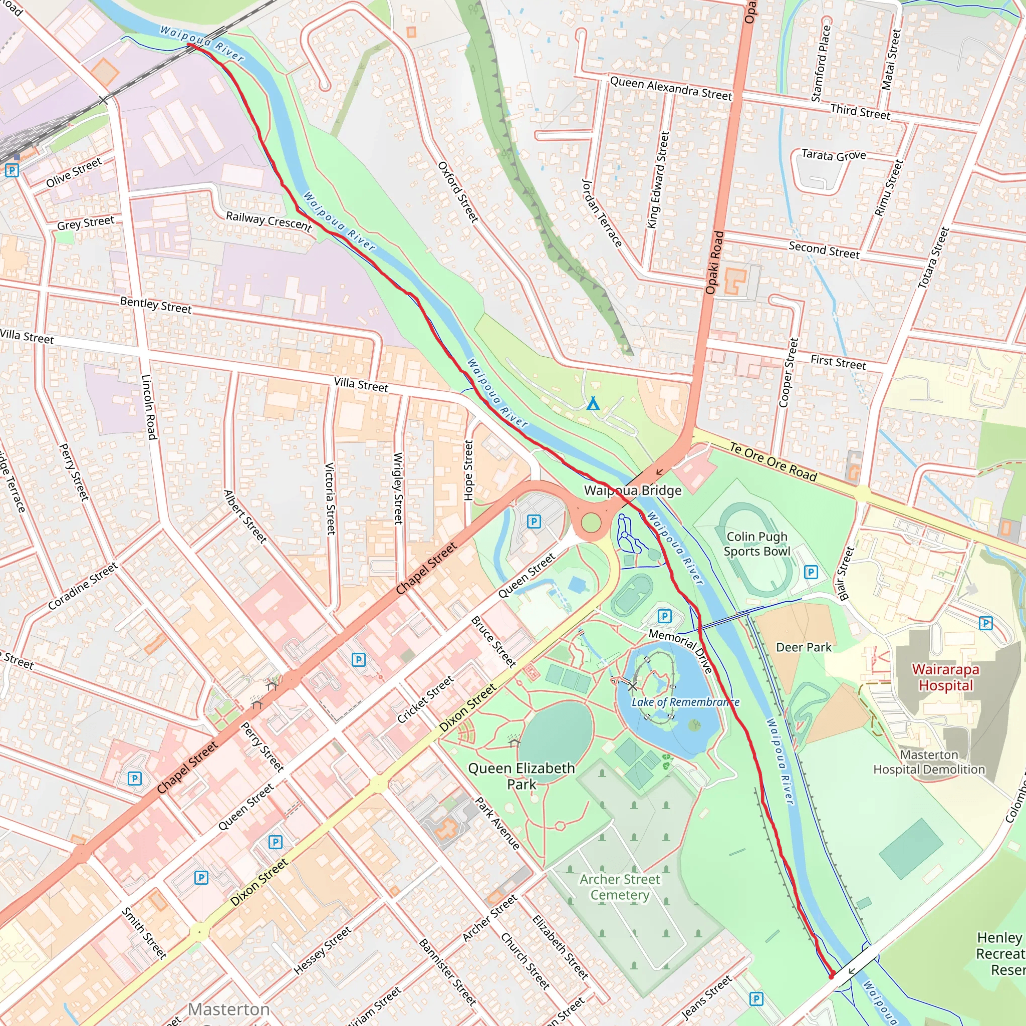 Masterton Riverbank Walkway mobile static map