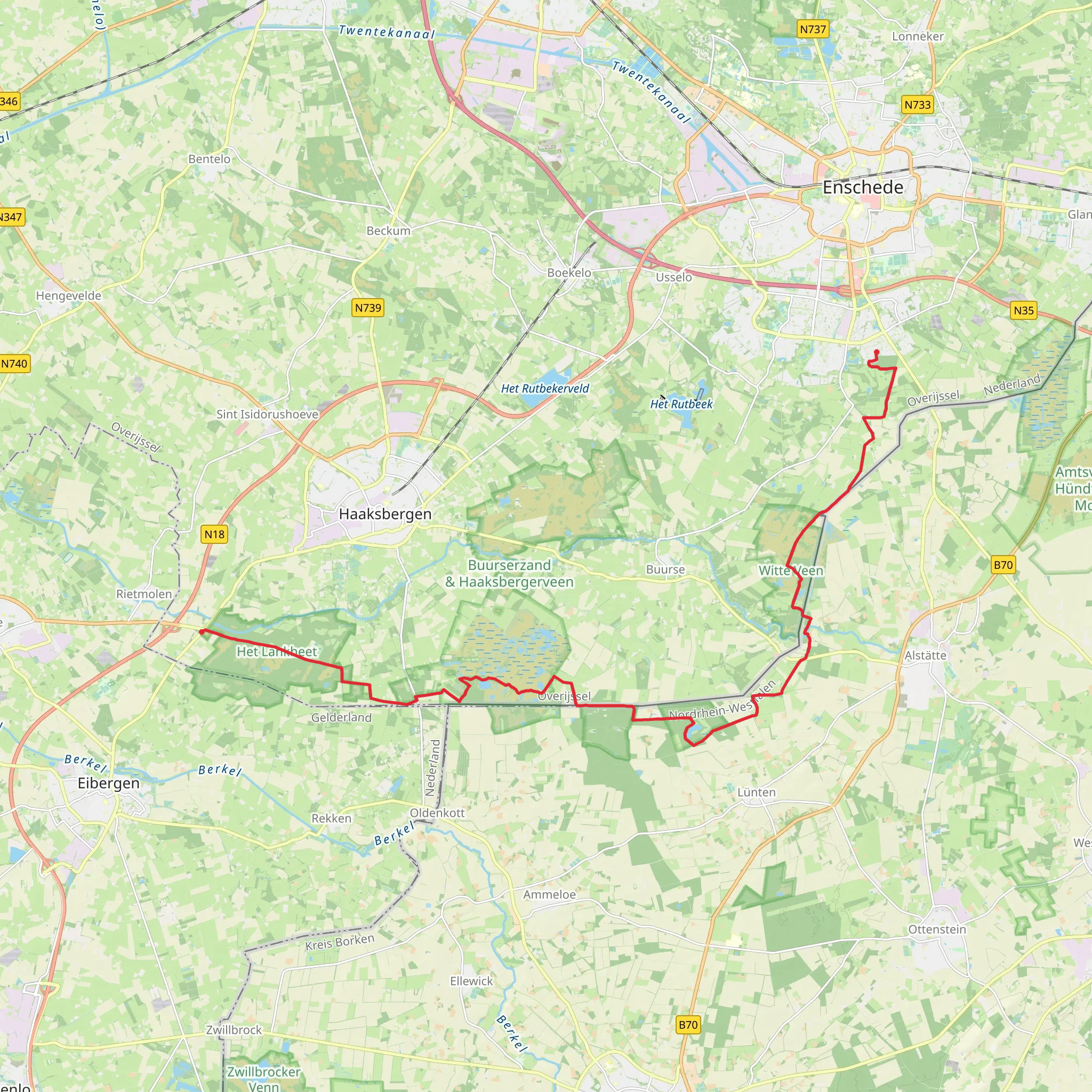 Rietmolen to Auskamplanden via Assinkweg, Kommiezenpad and Werthepaatweg mobile static map