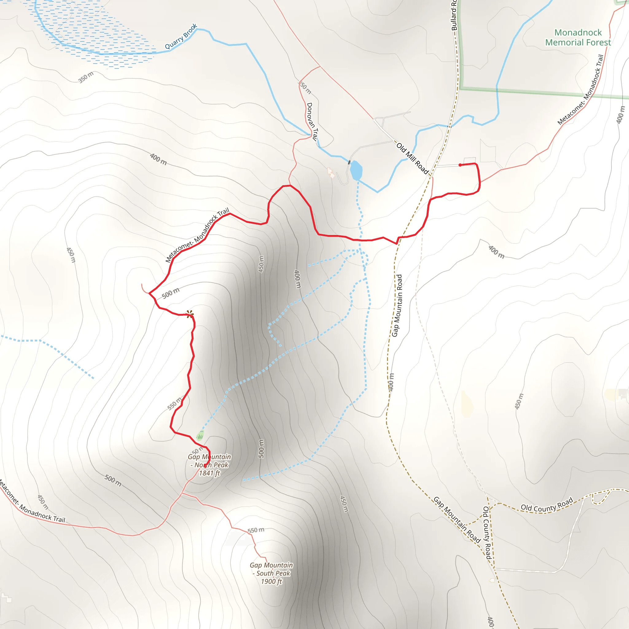 Gap Mountain Trail mobile static map