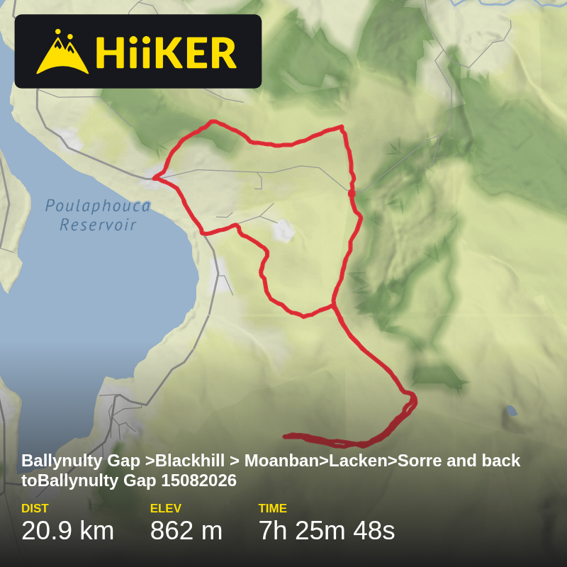 A map preview of the recording Ballynulty Gap >Blackhill > Moanban>Lacken>Sorre and back toBallynulty Gap 15082026.
