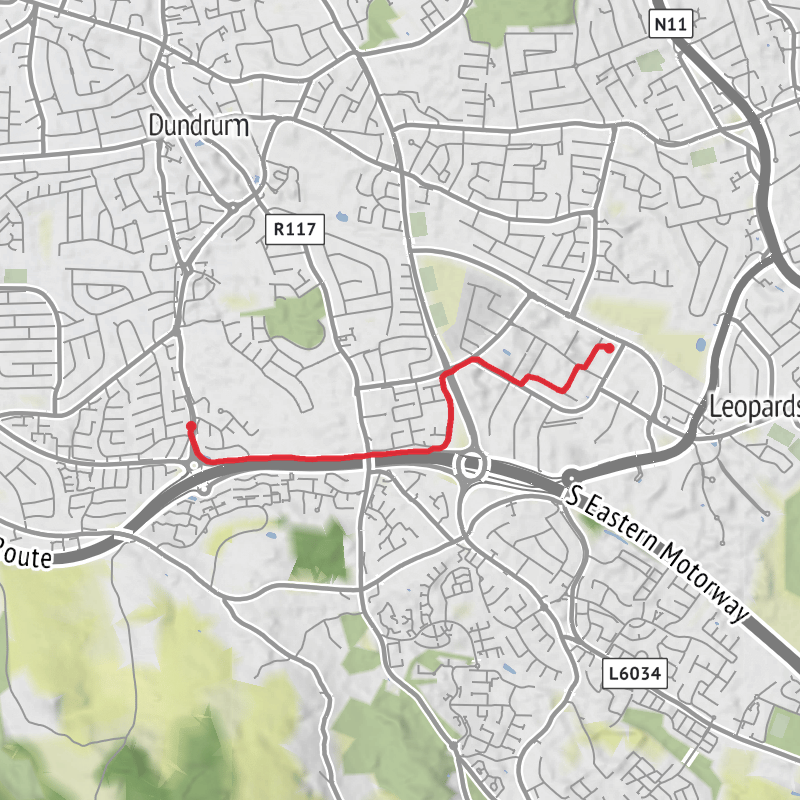 A map preview of the recording County Dublin Cycling.