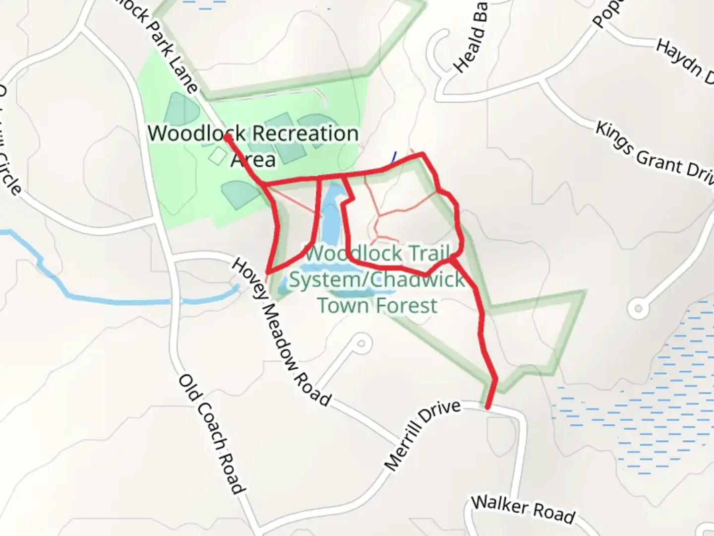 An image depicting the trail Hovey Meadow Pond Loop and its surrounding area.