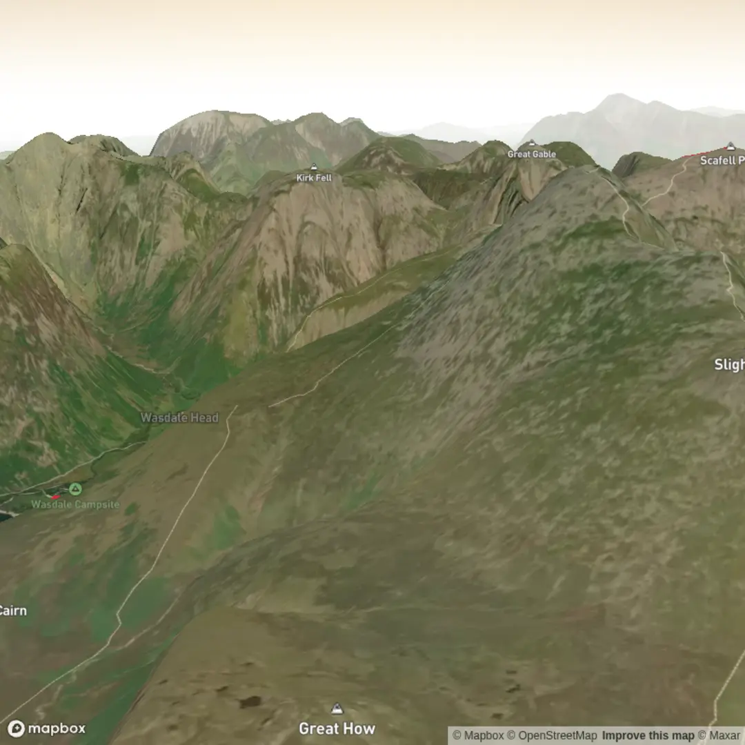 An image depicting the trail Scafell Pike and its surrounding area.