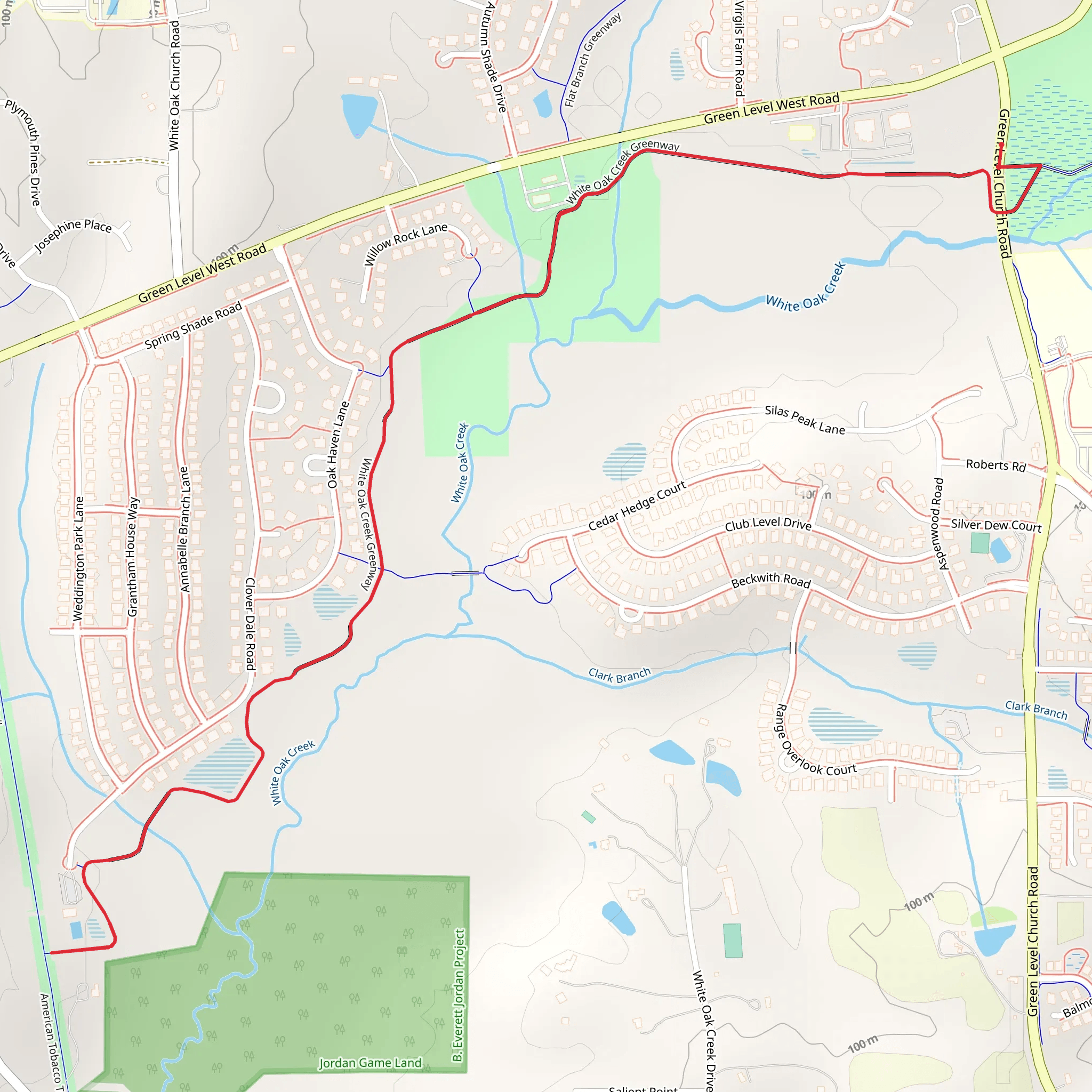 White Oak Creek Greenway - White Oak Creek Greenway Connector Green Level Church Road mobile static map