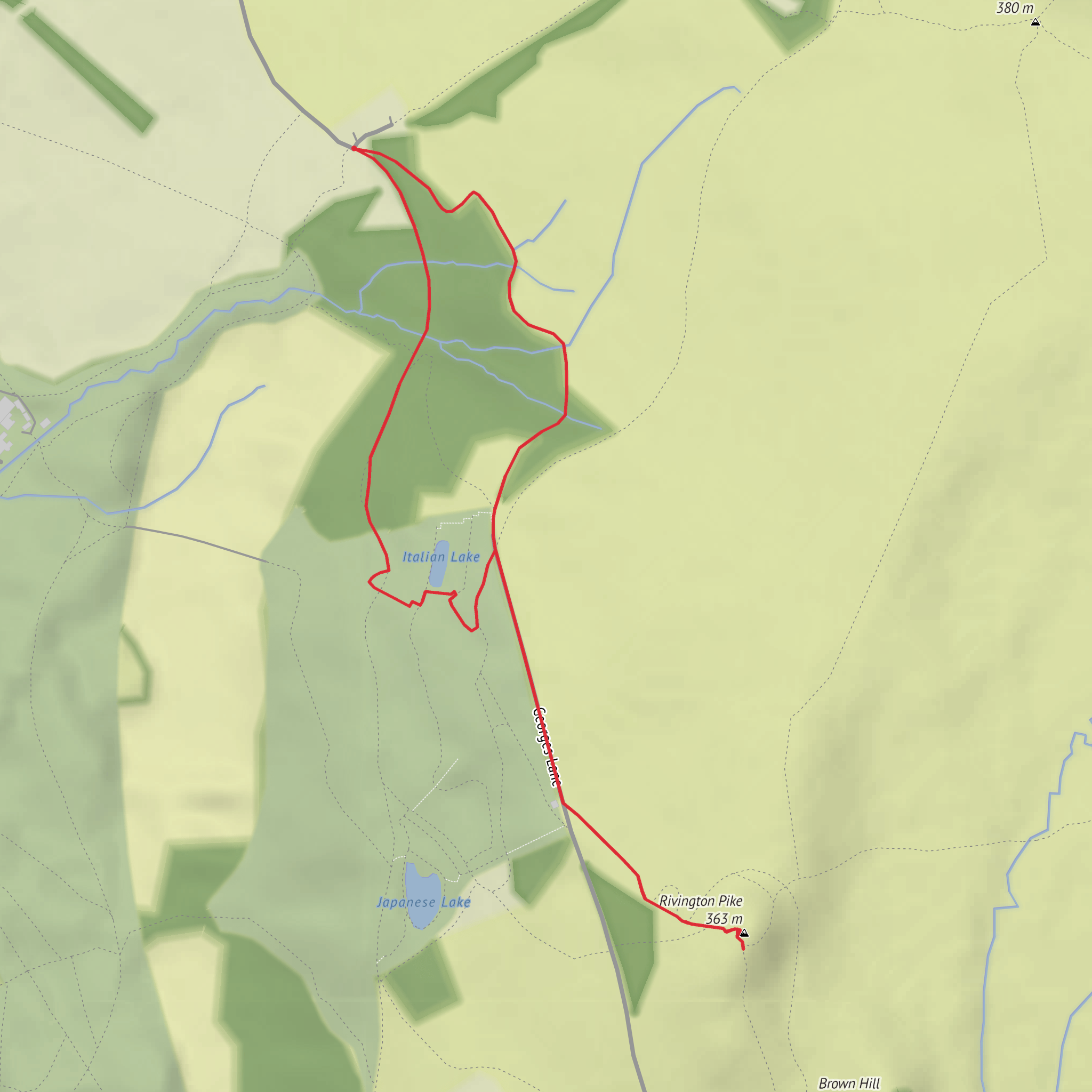 Italian Lake, Rivington Tower and Pigeon Tower Loop mobile static map