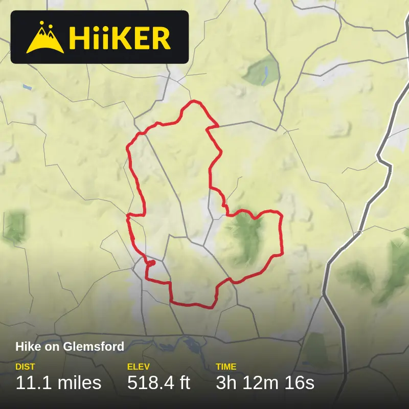 A map preview of the recording Hike on Glemsford.