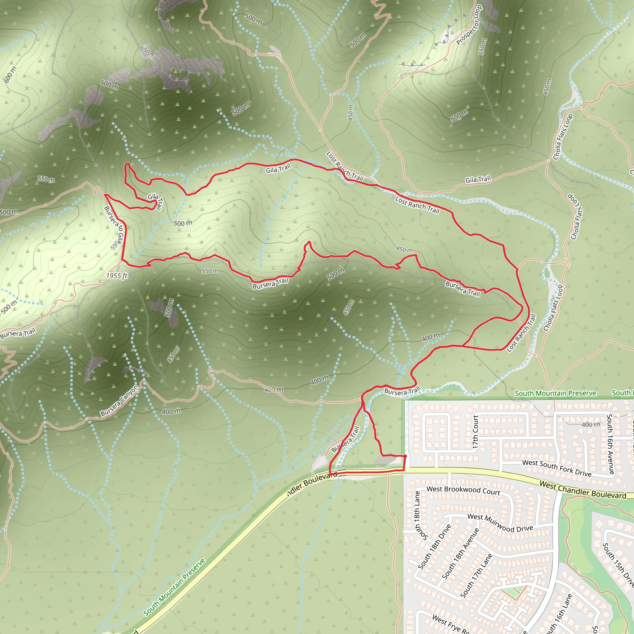 Gila and Bursera Loop Trail mobile static map