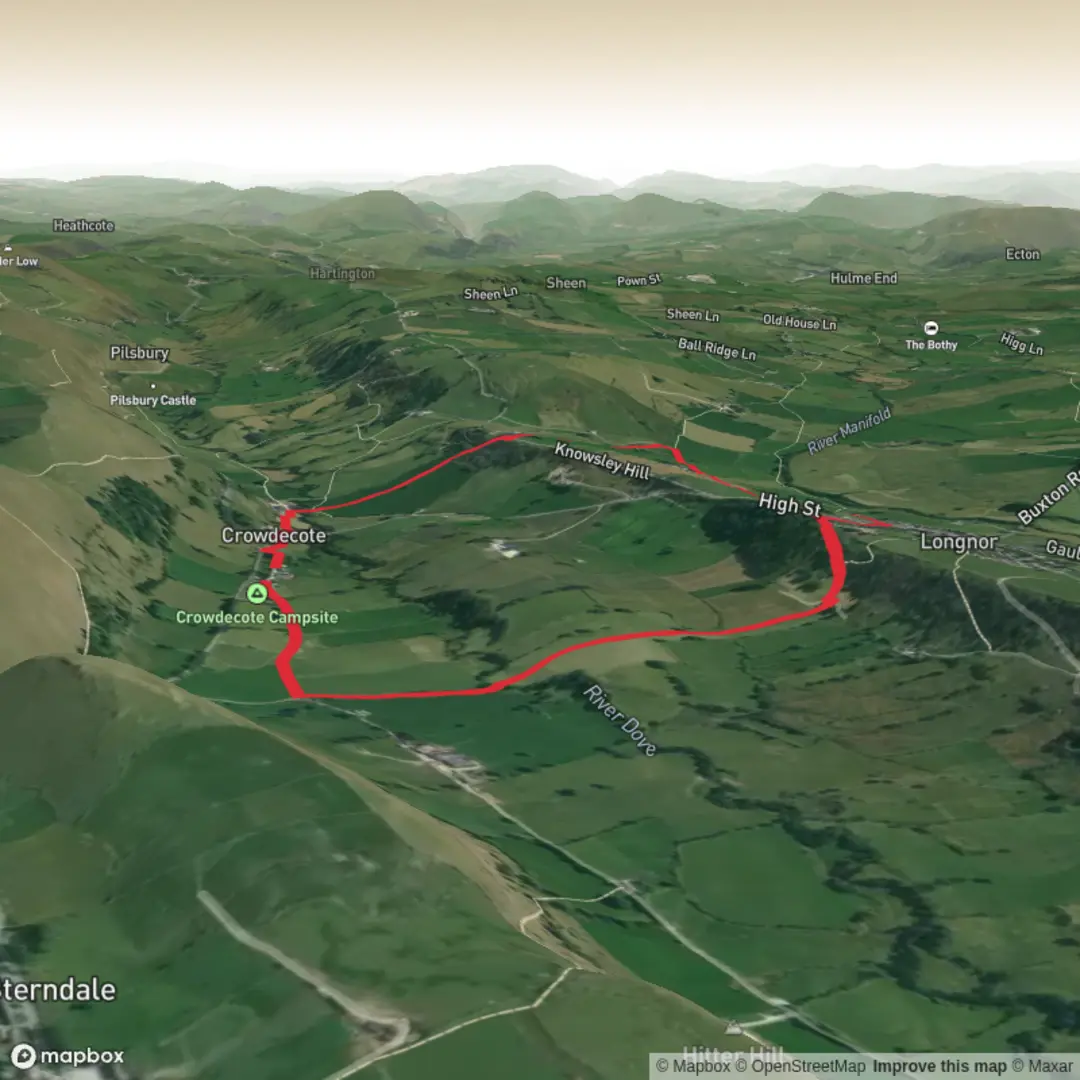 An image depicting the trail Hike from Crowdecote Campsite via Top o'th' Edge and its surrounding area.