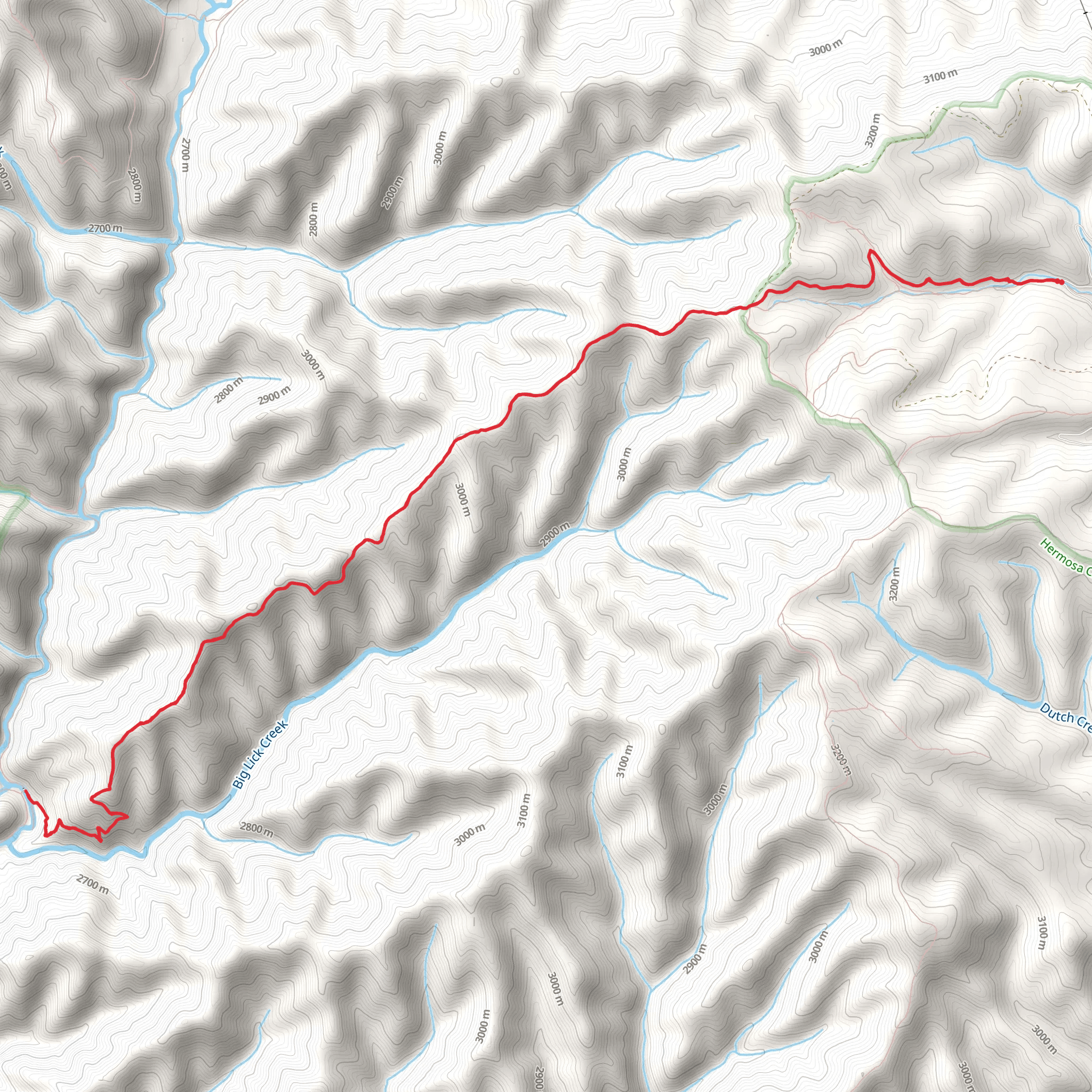 Big Lick Trail via Big Lick Creek mobile static map