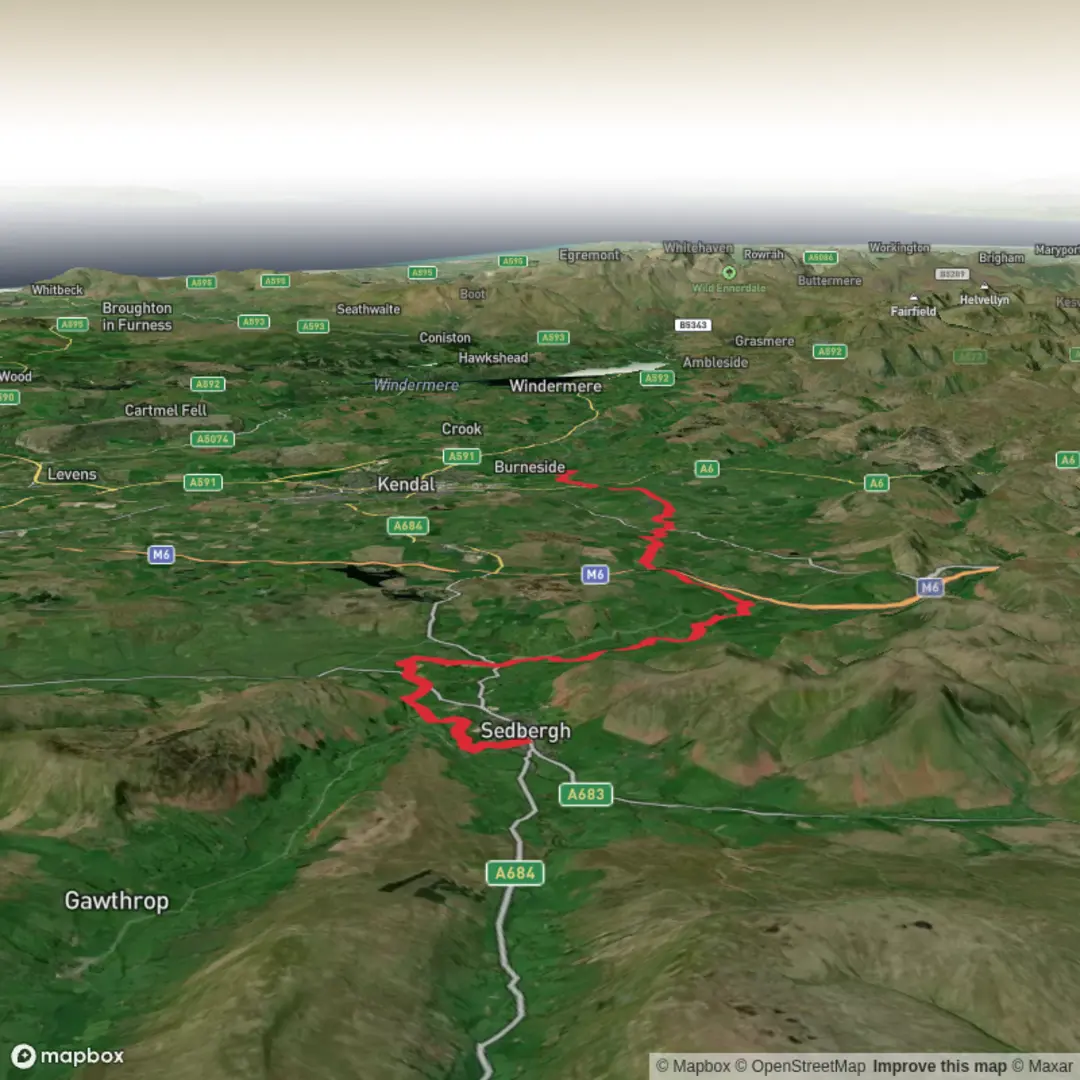 An image depicting the trail Dales Way - Sedbergh to Burneside and its surrounding area.