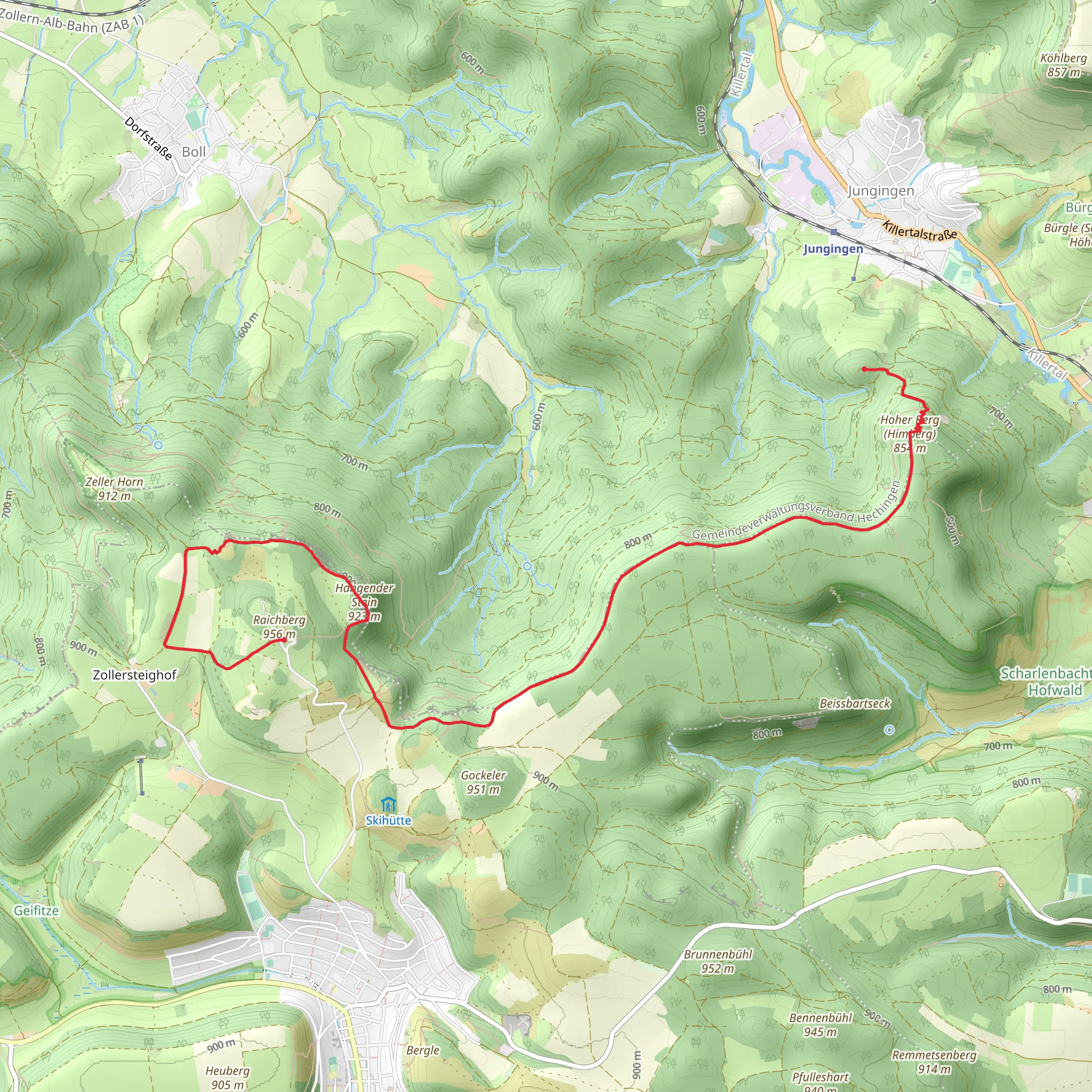 Ruine Hohenjungingen to Raichberg Walk mobile static map