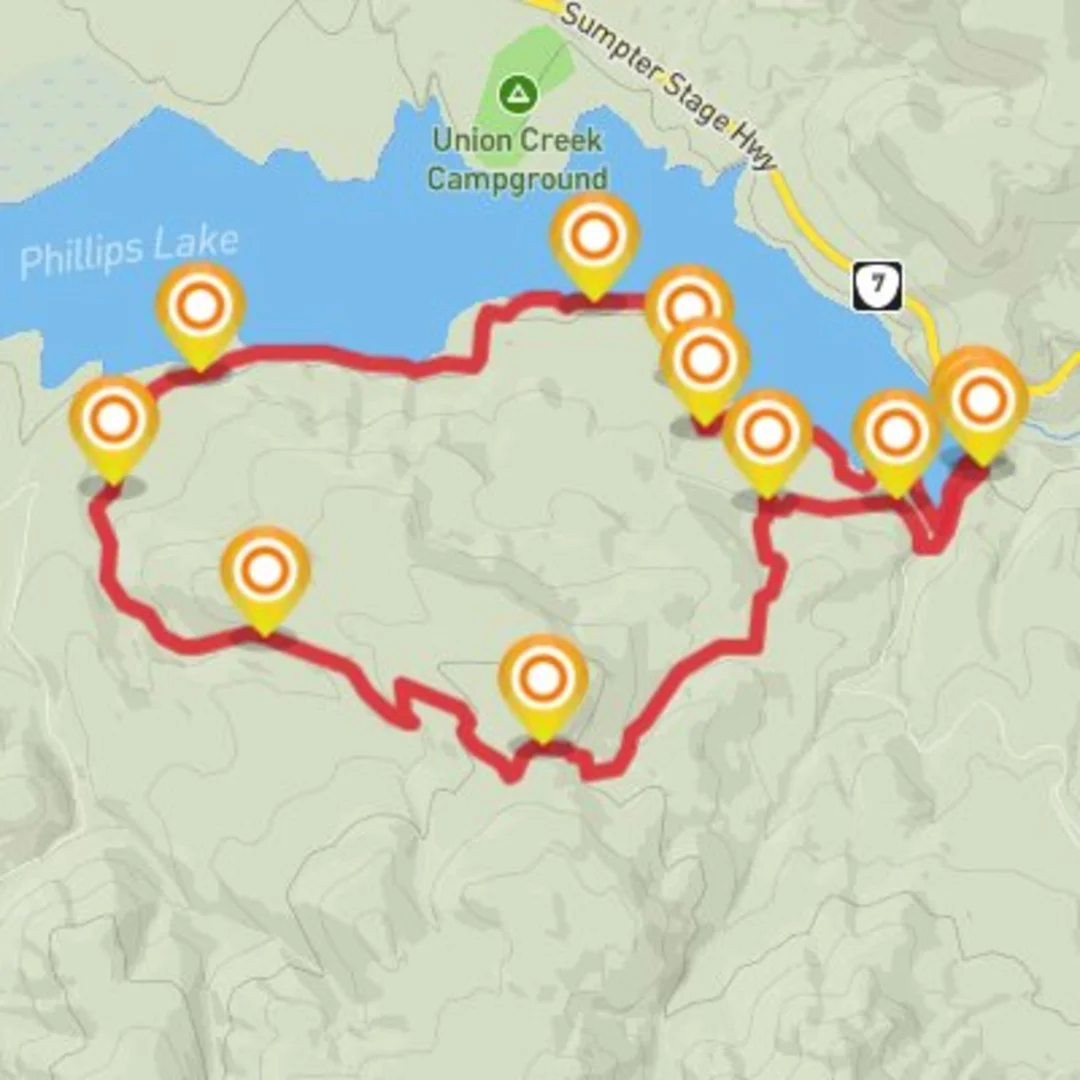 An image depicting the trail Phillips Loop #6 and its surrounding area.