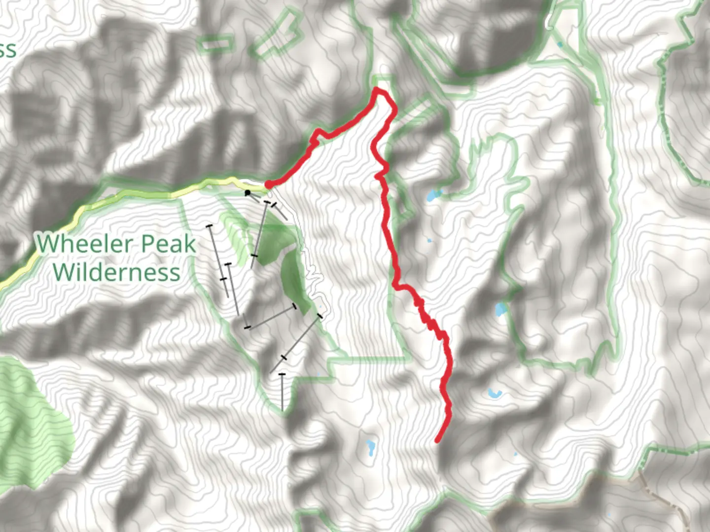 An image depicting the trail Wheeler Peak, Mount Walter via Wheeler Peak Trail and its surrounding area.