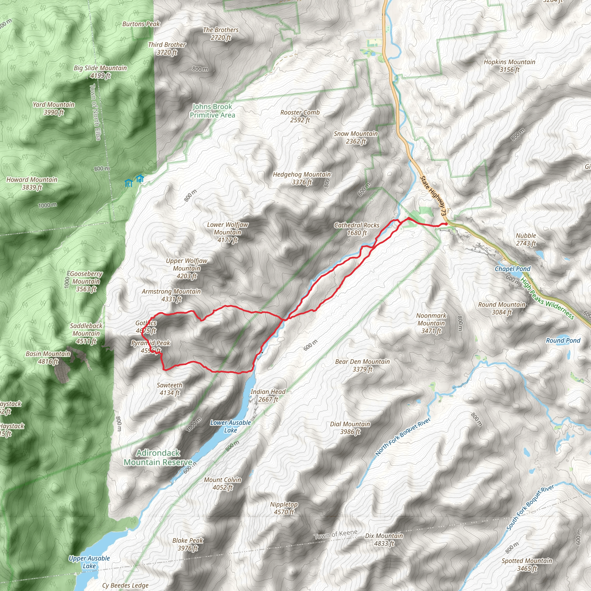 Pyramid Peak and Gothics Loop via East-West River Trail mobile static map