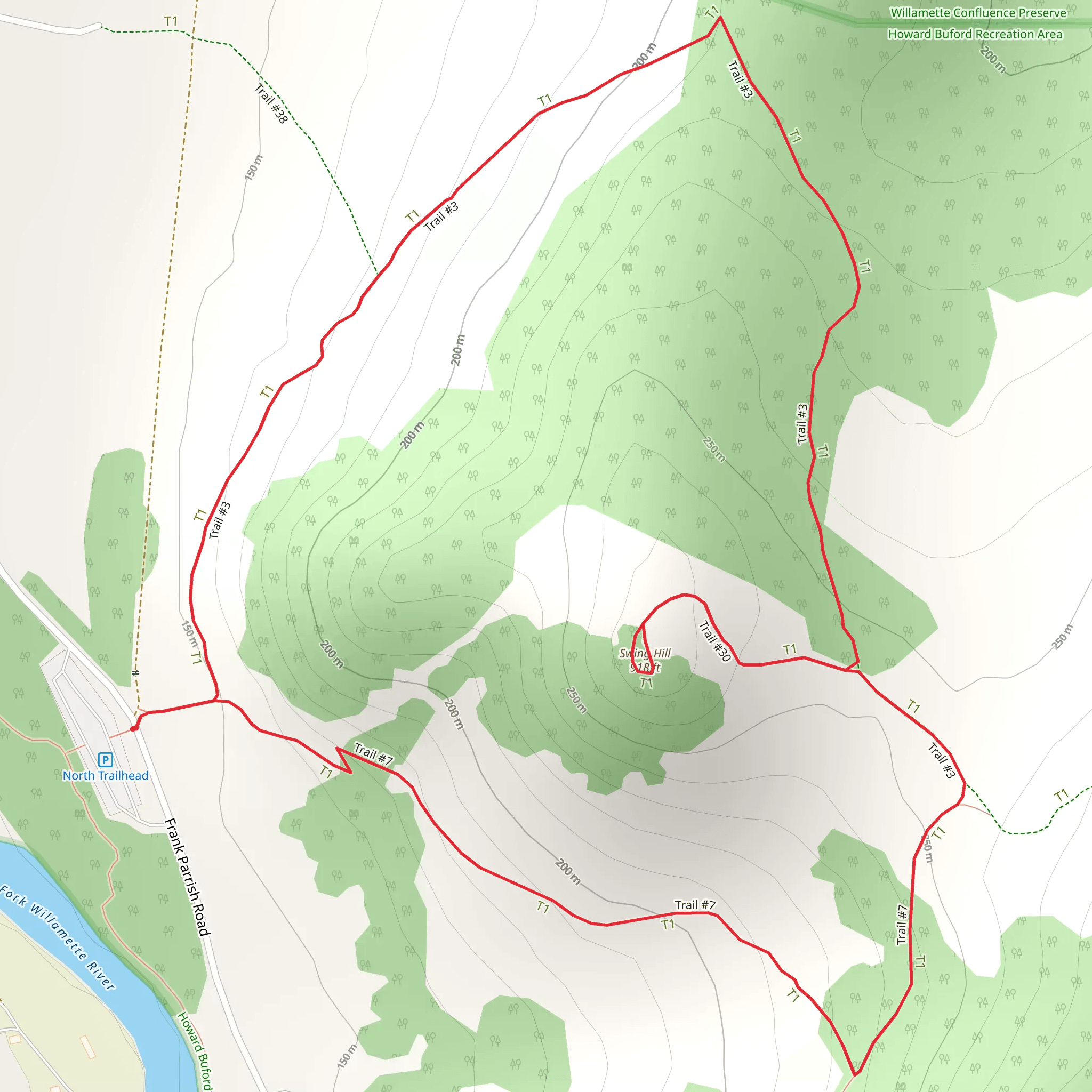 Swing Hill via Trail 3 and Trail 7 Loop mobile static map